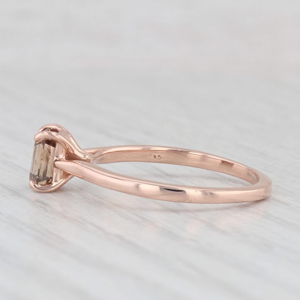1ct Brown Diamond Emerald Cut Solitaire Ring 14k Rose Gold Size 7.25 Engagement 1