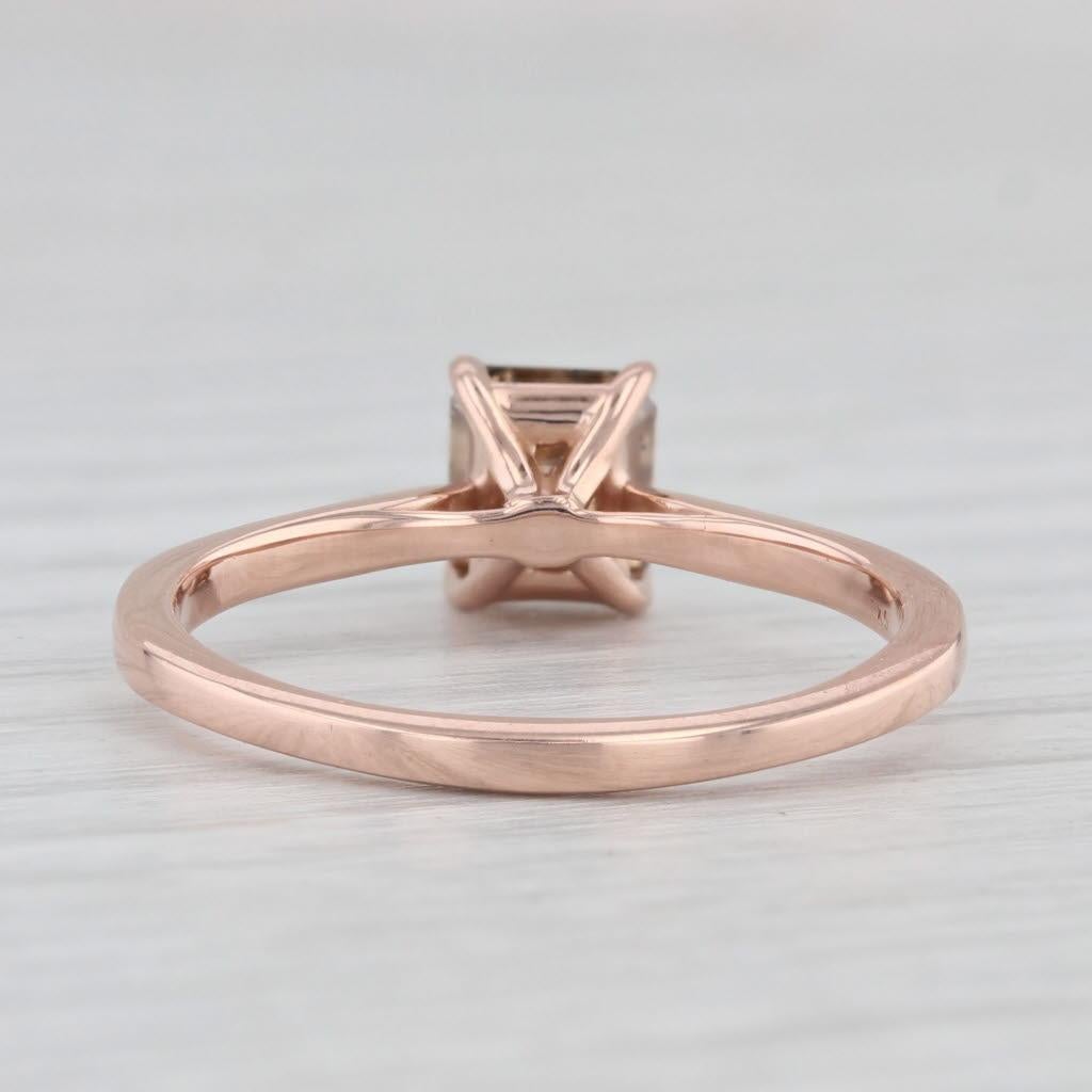 1ct Brown Diamond Emerald Cut Solitaire Ring 14k Rose Gold Size 7.25 Engagement 2