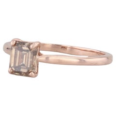 1ct Brown Diamond Emerald Cut Solitaire Ring 14k Rose Gold Size 7.25 Engagement