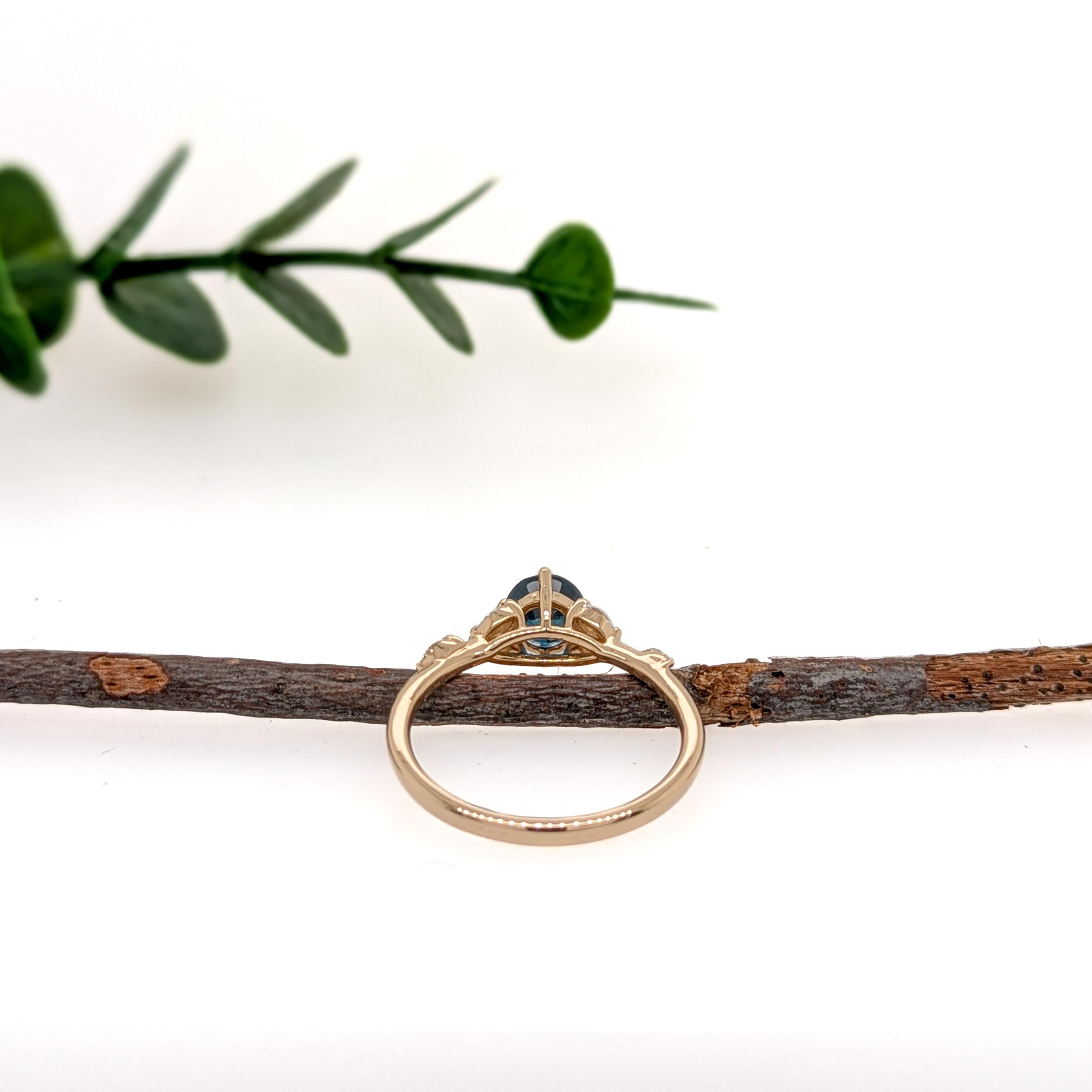1ct Ceylon Sapphire Ring with Natural Diamond Accents in Solid 14K Gold  RD 5mm In New Condition For Sale In Columbus, OH