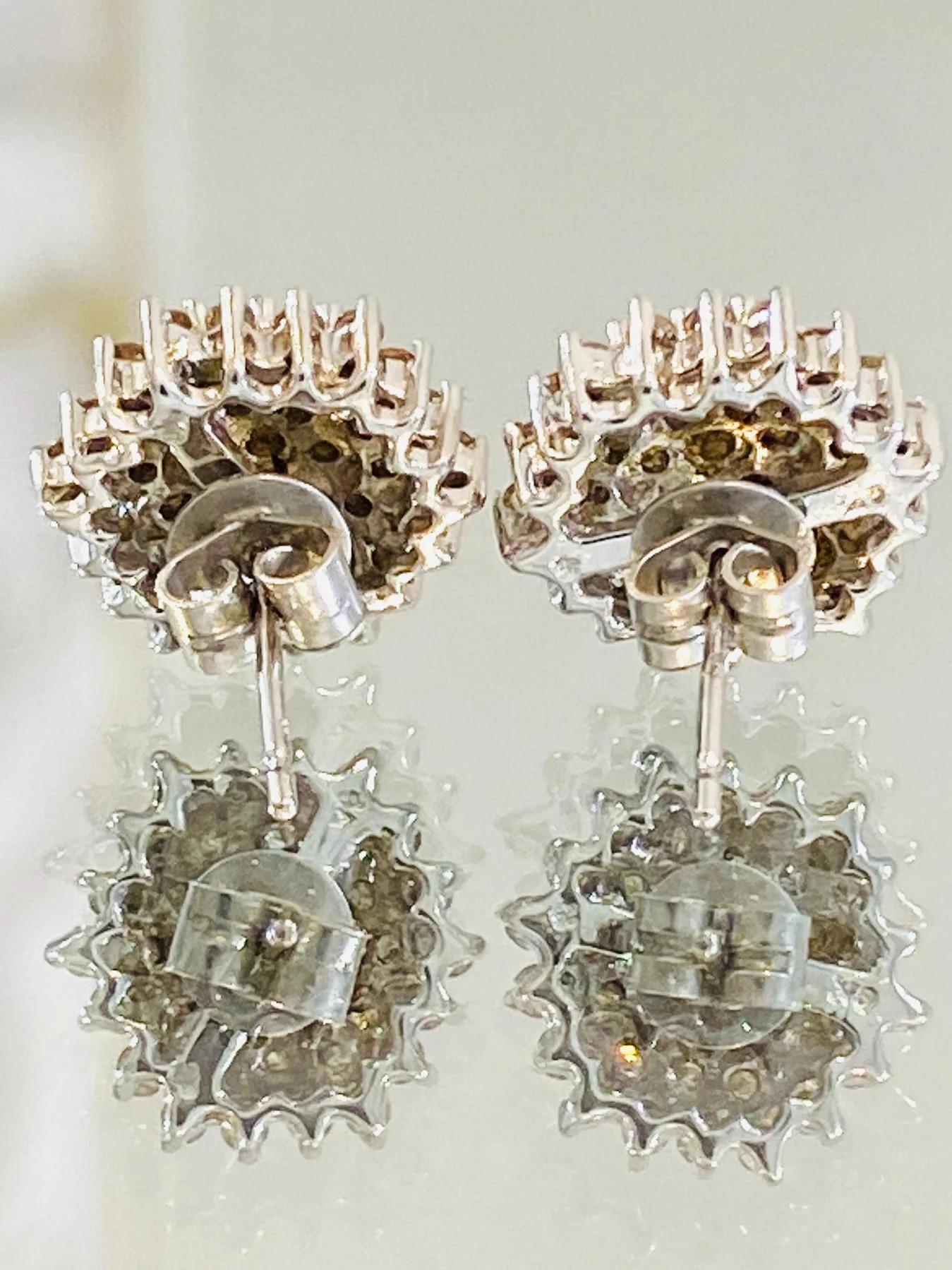 Women's 1ct Chocolate Diamond Cluster Earrings For Sale