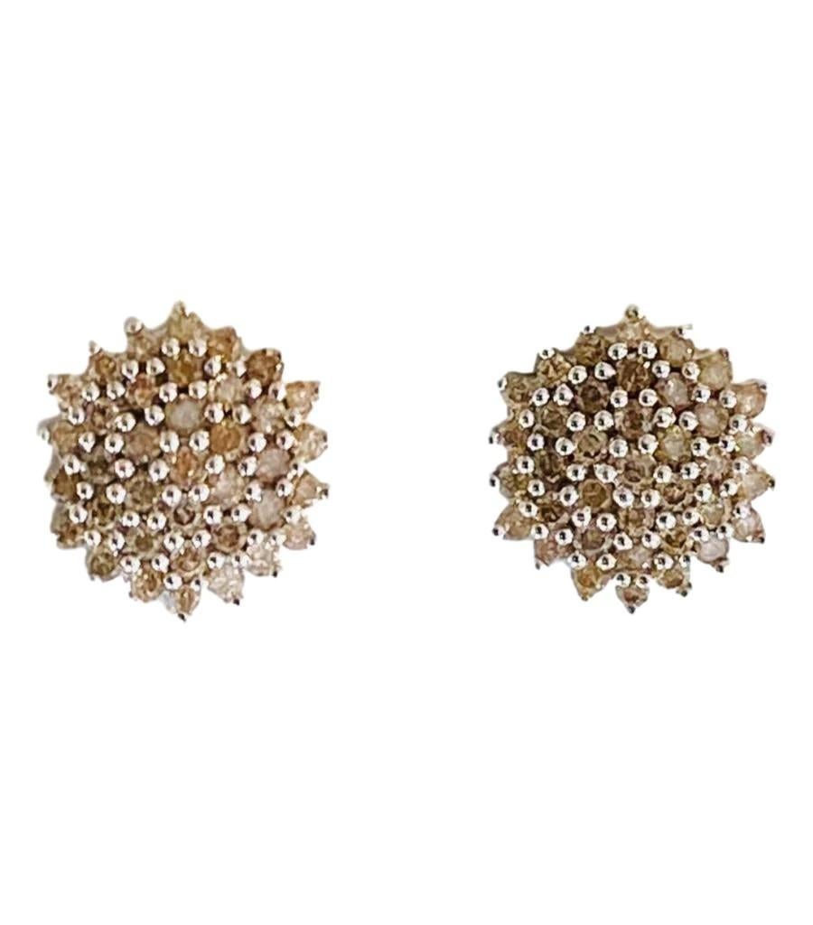 1ct Chocolate Diamond Cluster Earrings For Sale