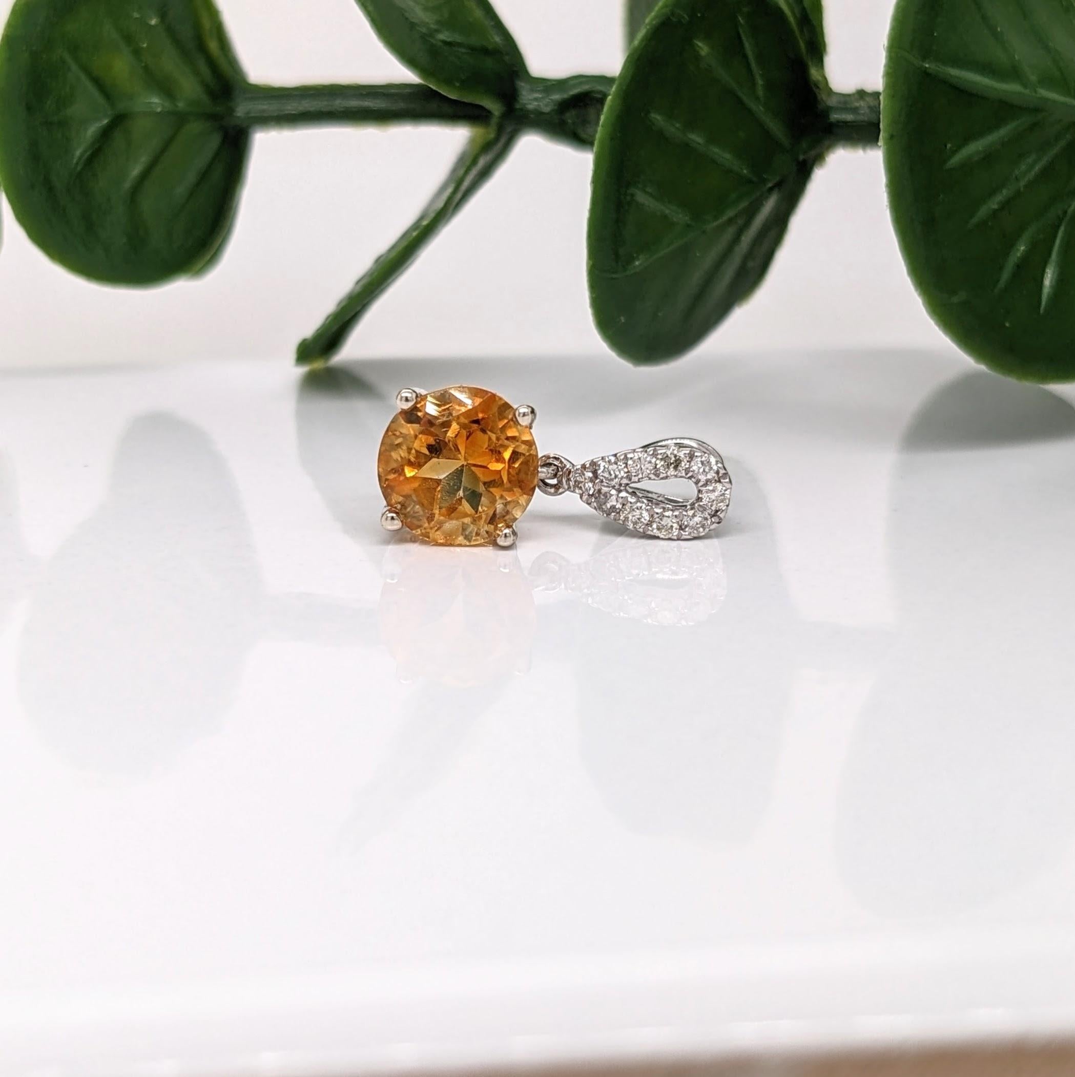 Pendentif Citrine 1ct avec diamants en or massif 14K ronds 6mm Neuf - En vente à Columbus, OH