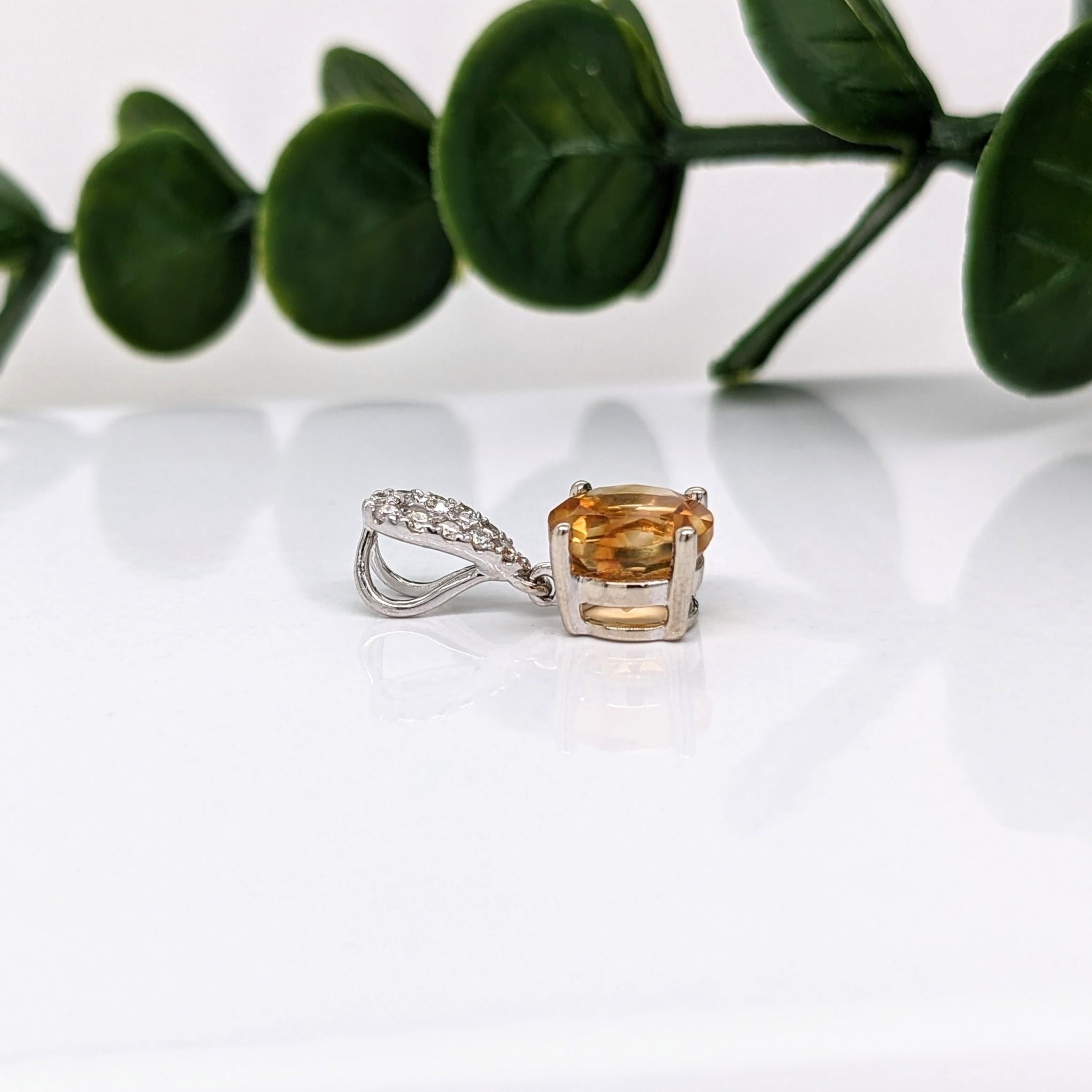 Pendentif Citrine 1ct avec diamants en or massif 14K ronds 6mm Pour femmes en vente