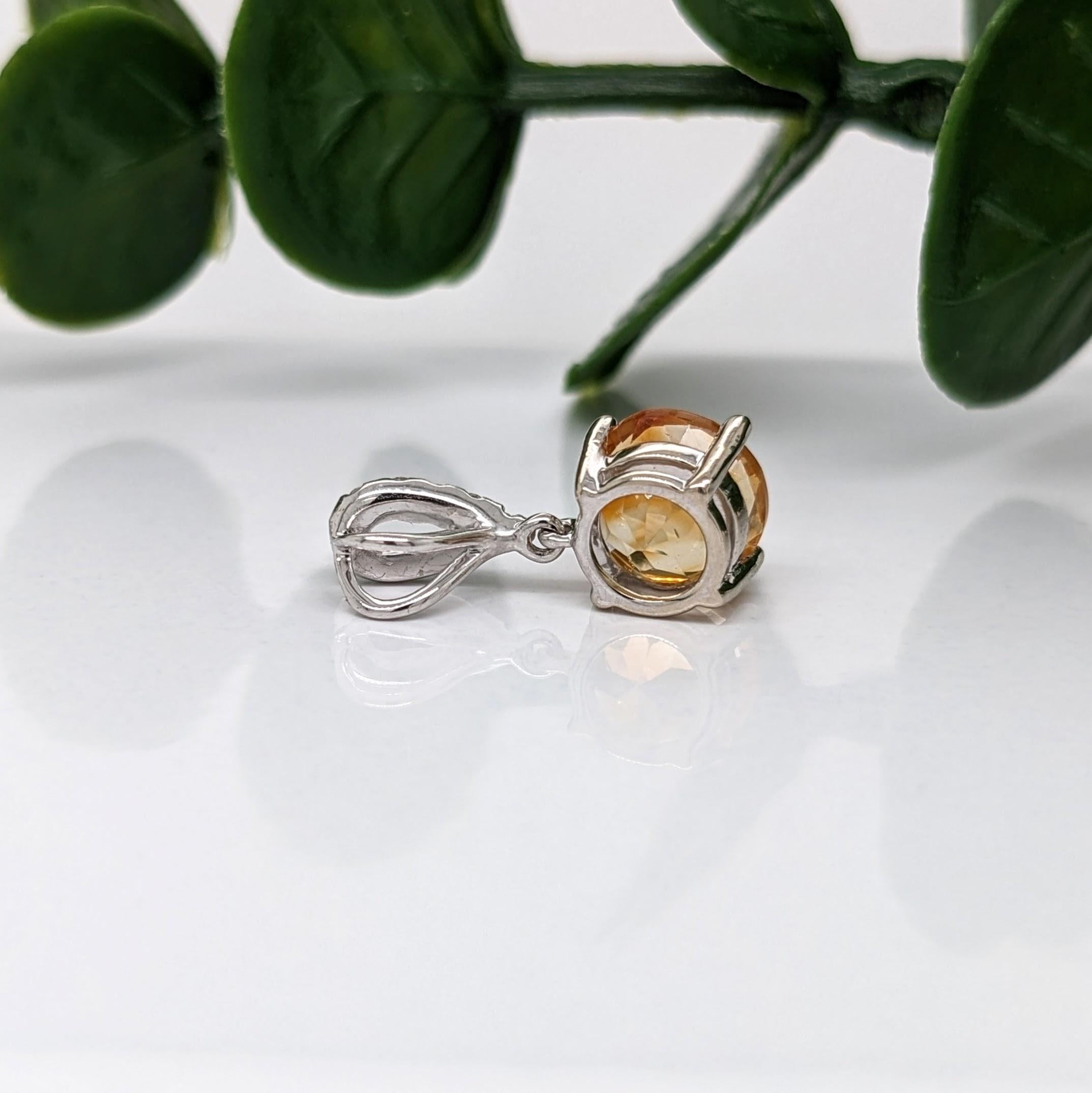 Pendentif Citrine 1ct avec diamants en or massif 14K ronds 6mm en vente 1