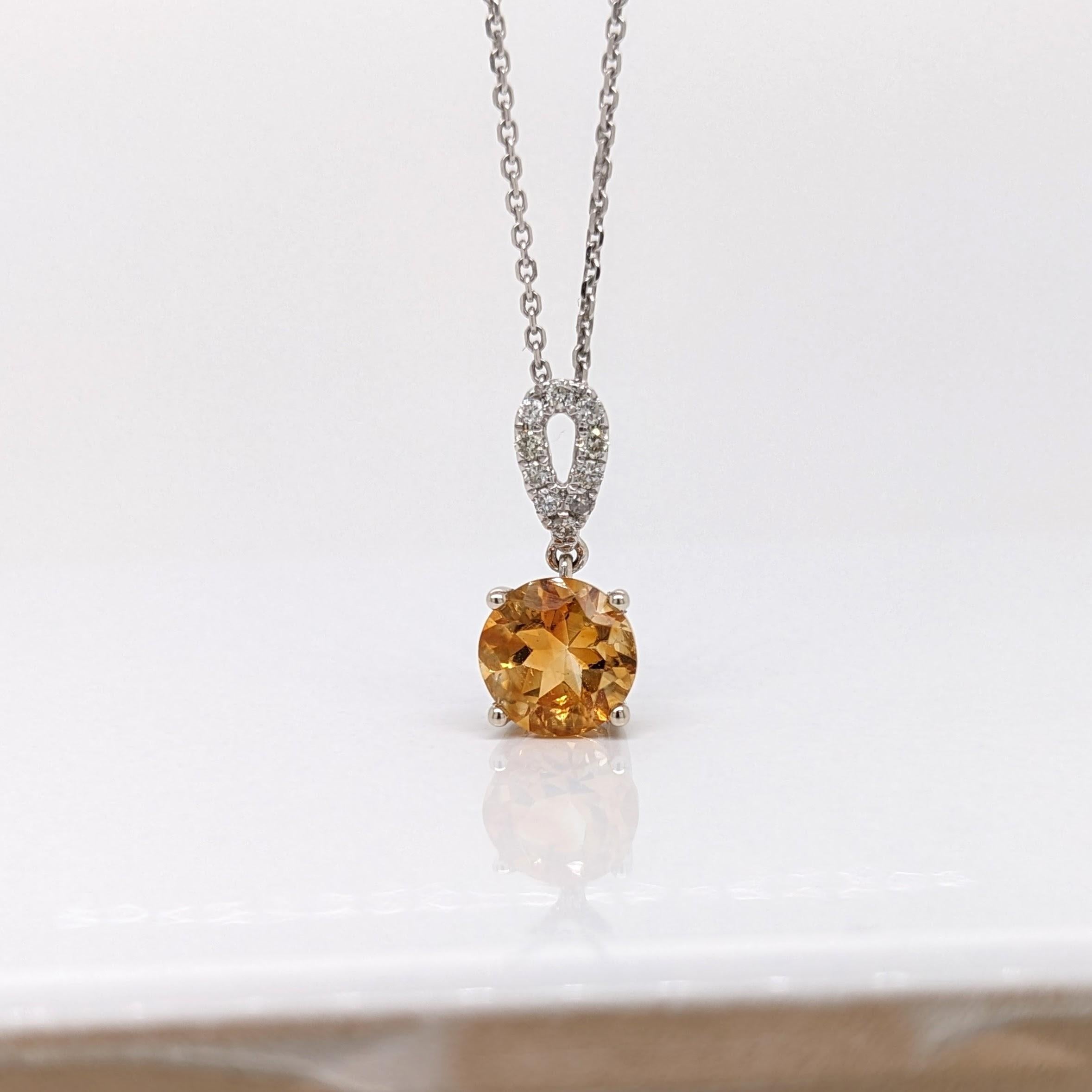 Pendentif Citrine 1ct avec diamants en or massif 14K ronds 6mm en vente 2