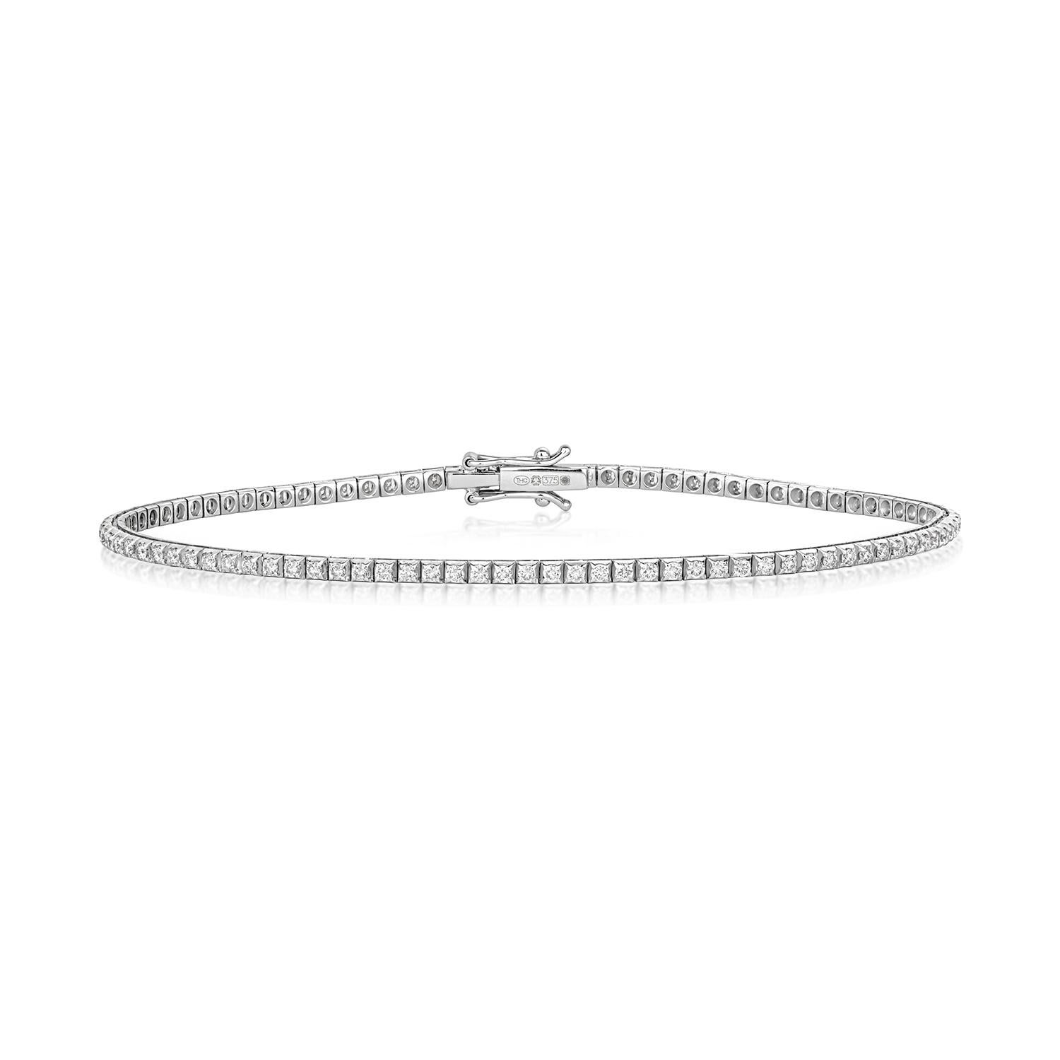 1ct DIAMOND BRACELET IN 18CT WHITE GOLD In New Condition For Sale In Ilford, GB