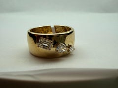 1ct Diamond cocktail ring wide ring 14KT yellow gold