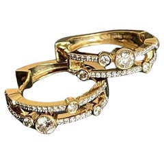 1 Karat Diamant-Ohrringe 18 Karat Gelbgold Blasen-Creolen Cervin Blanc