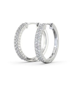 1ct Diamond Earrings Hoops 18ct White Gold