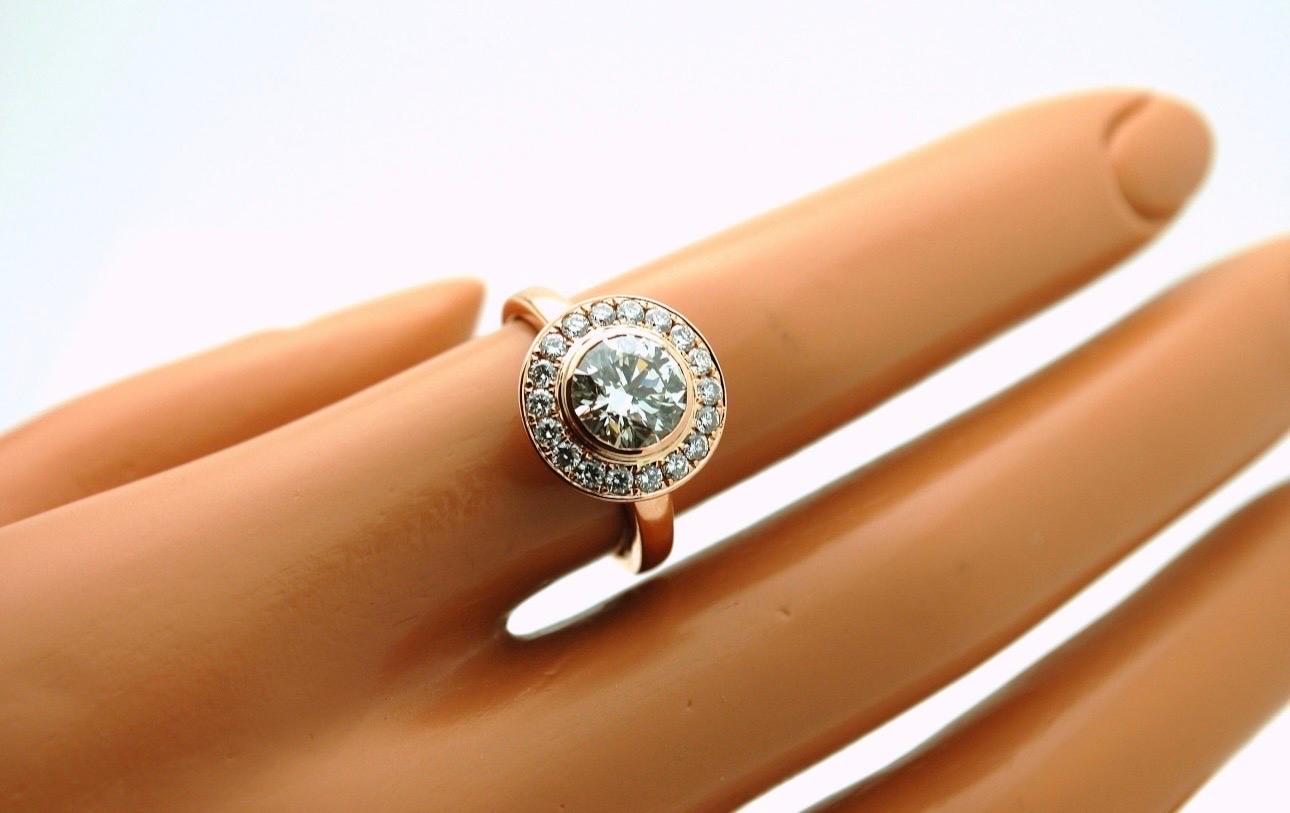 da uomo o donna Anello di fidanzamento con diamante da 1 carato in oro rosa 18KT Anello di matrimonio con diamante a forma di aureola in vendita