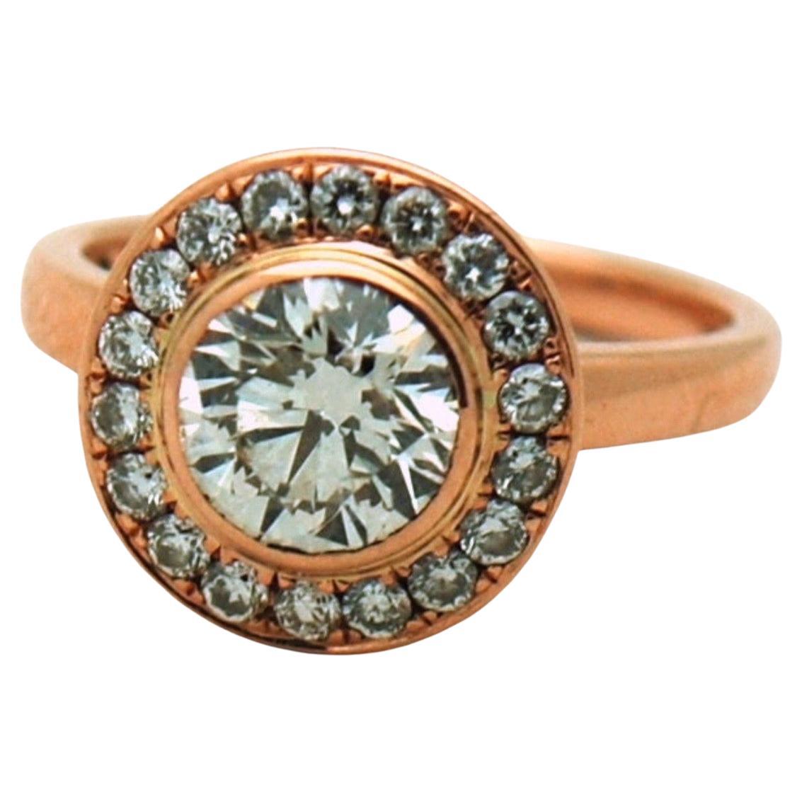 1 Karat Diamant Verlobungsring 18KT Roségold Halo Diamant-Diamant-Ring Ehering