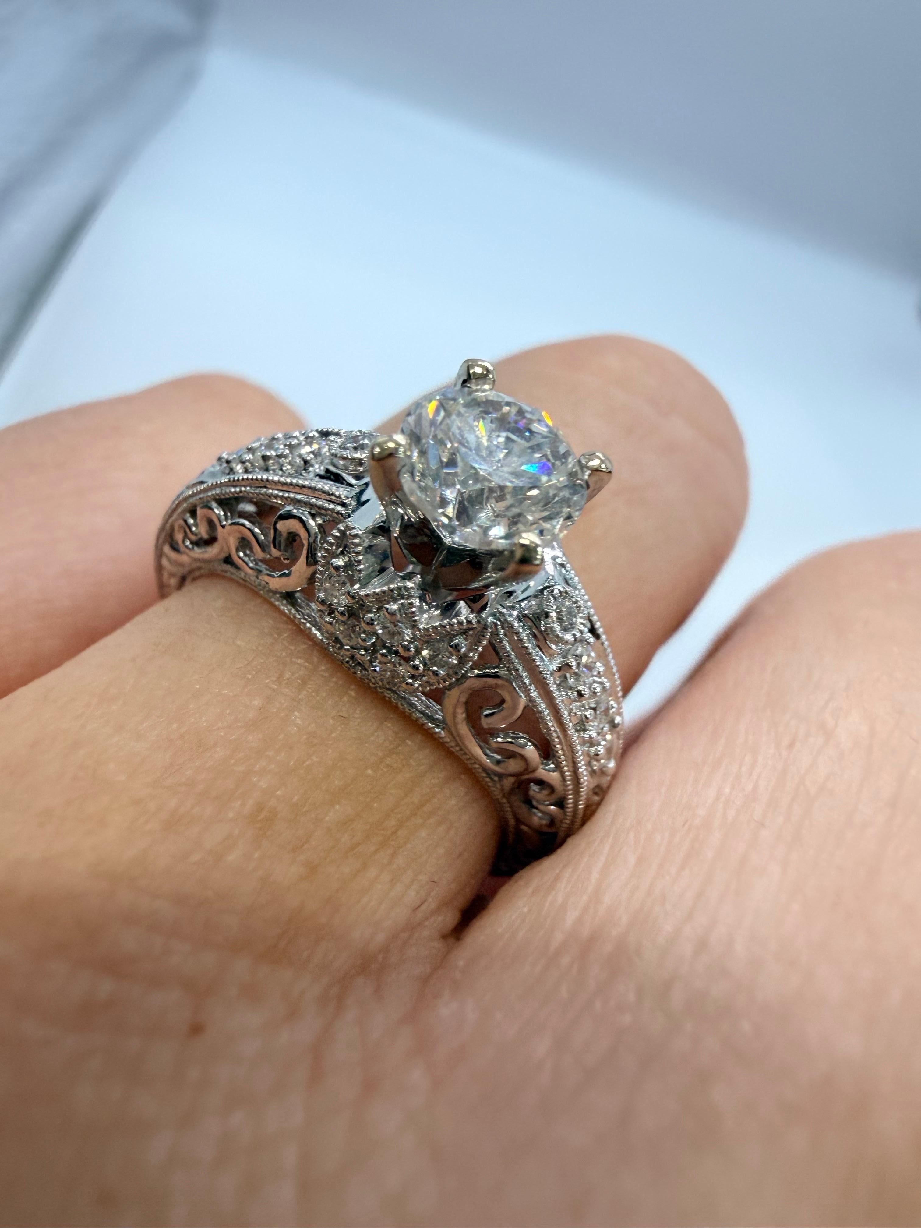 1ct Diamant-Verlobungsring Vintage-Stil Handarbeit Handwerkskunst 18KT Gold im Angebot 5