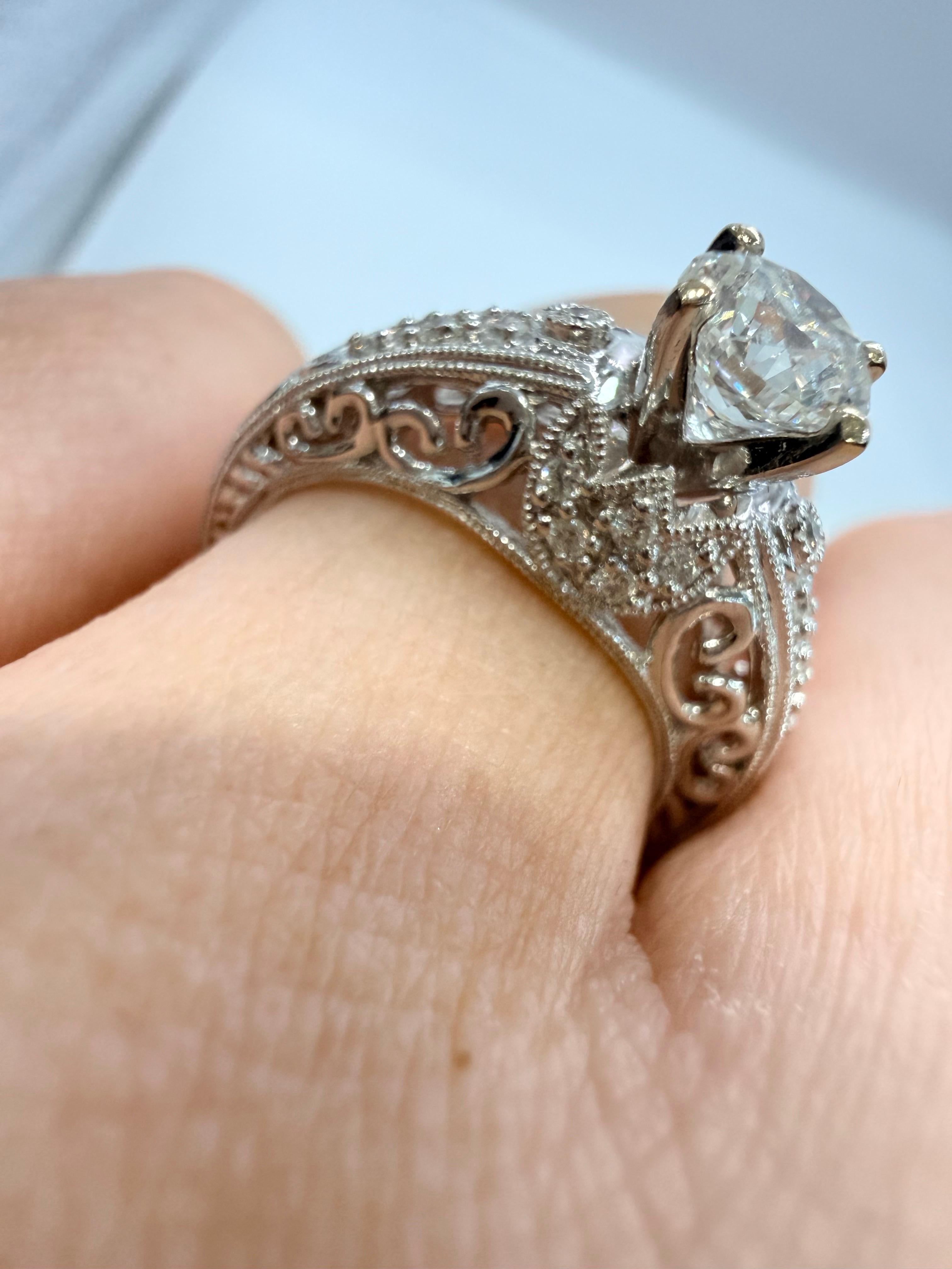 1ct Diamant-Verlobungsring Vintage-Stil Handarbeit Handwerkskunst 18KT Gold im Angebot 1