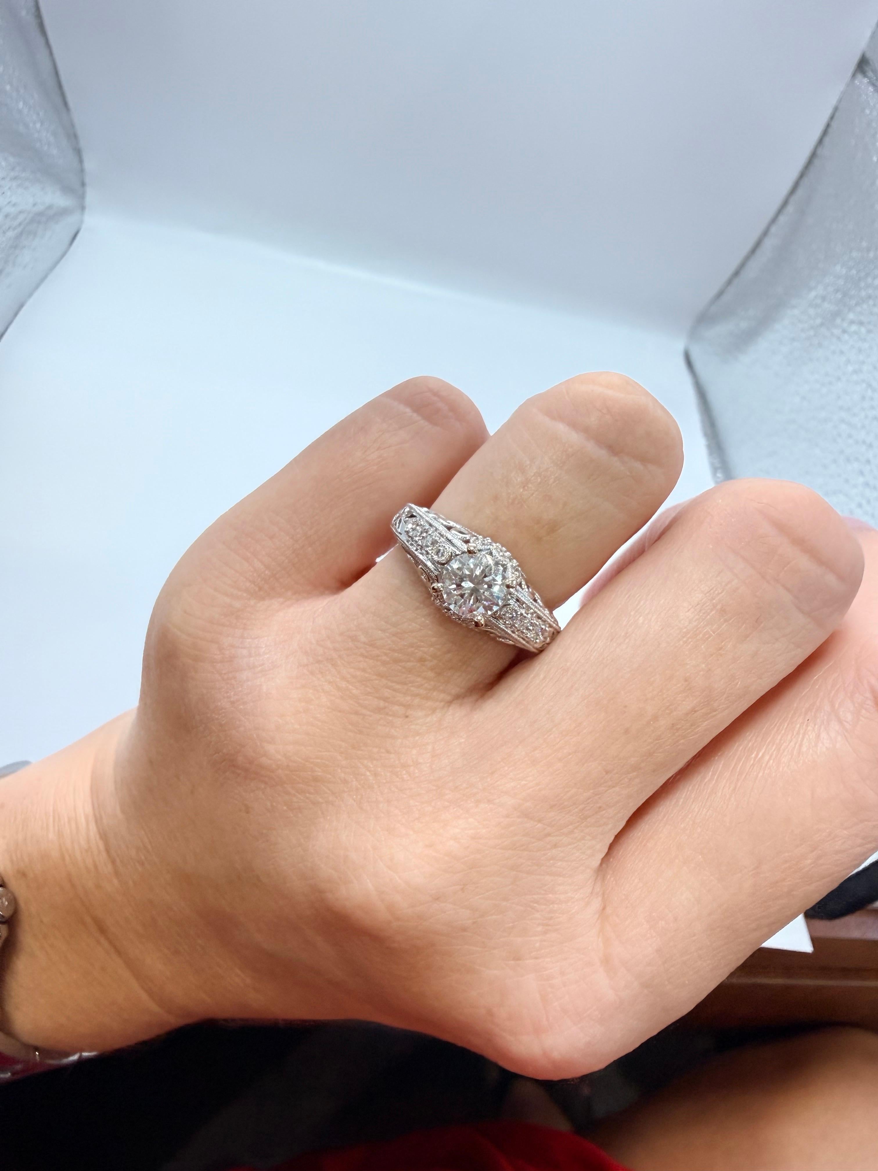 1ct Diamant-Verlobungsring Vintage-Stil Handarbeit Handwerkskunst 18KT Gold im Angebot 2