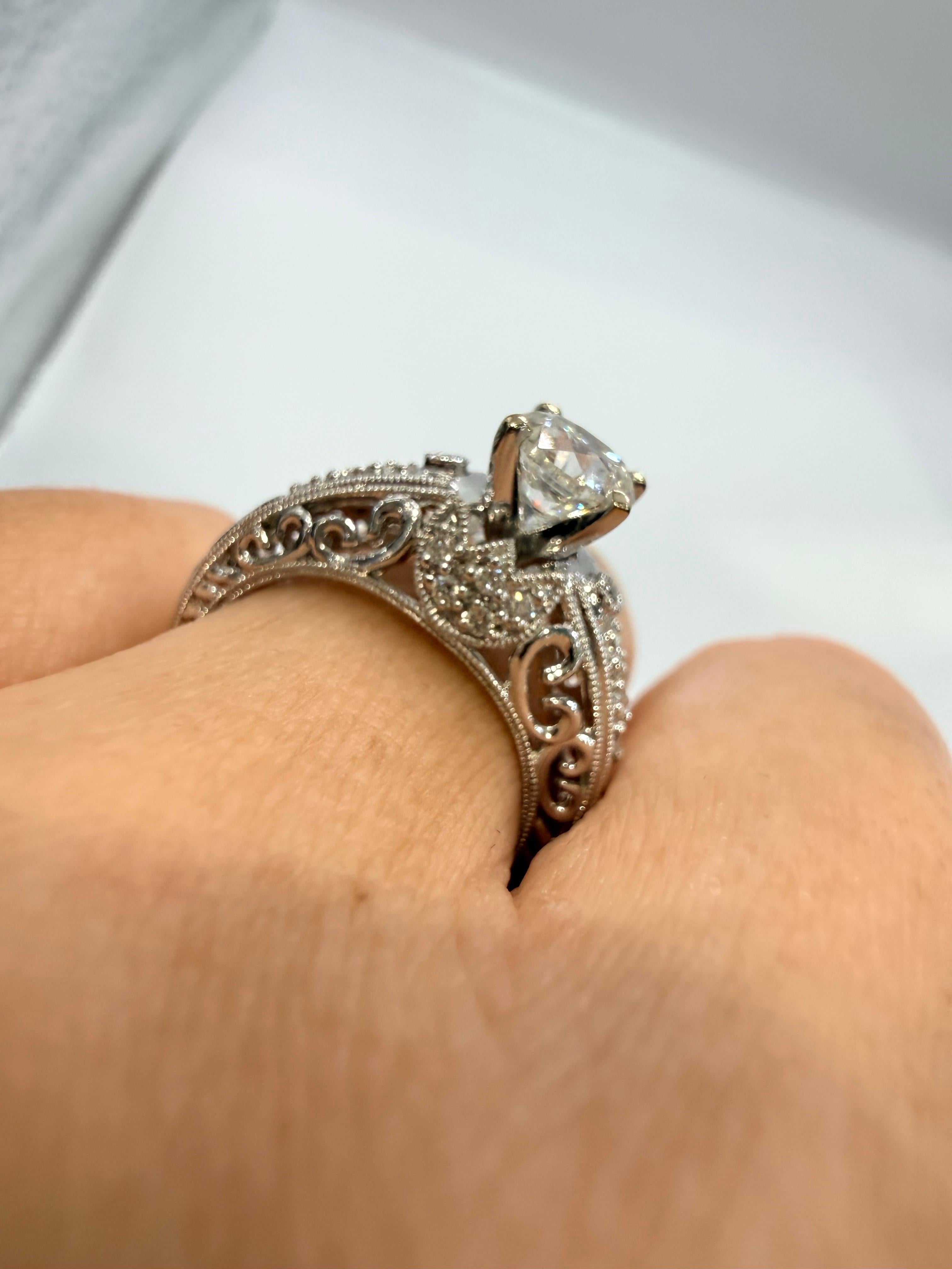 1ct Diamant-Verlobungsring Vintage-Stil Handarbeit Handwerkskunst 18KT Gold im Angebot 3