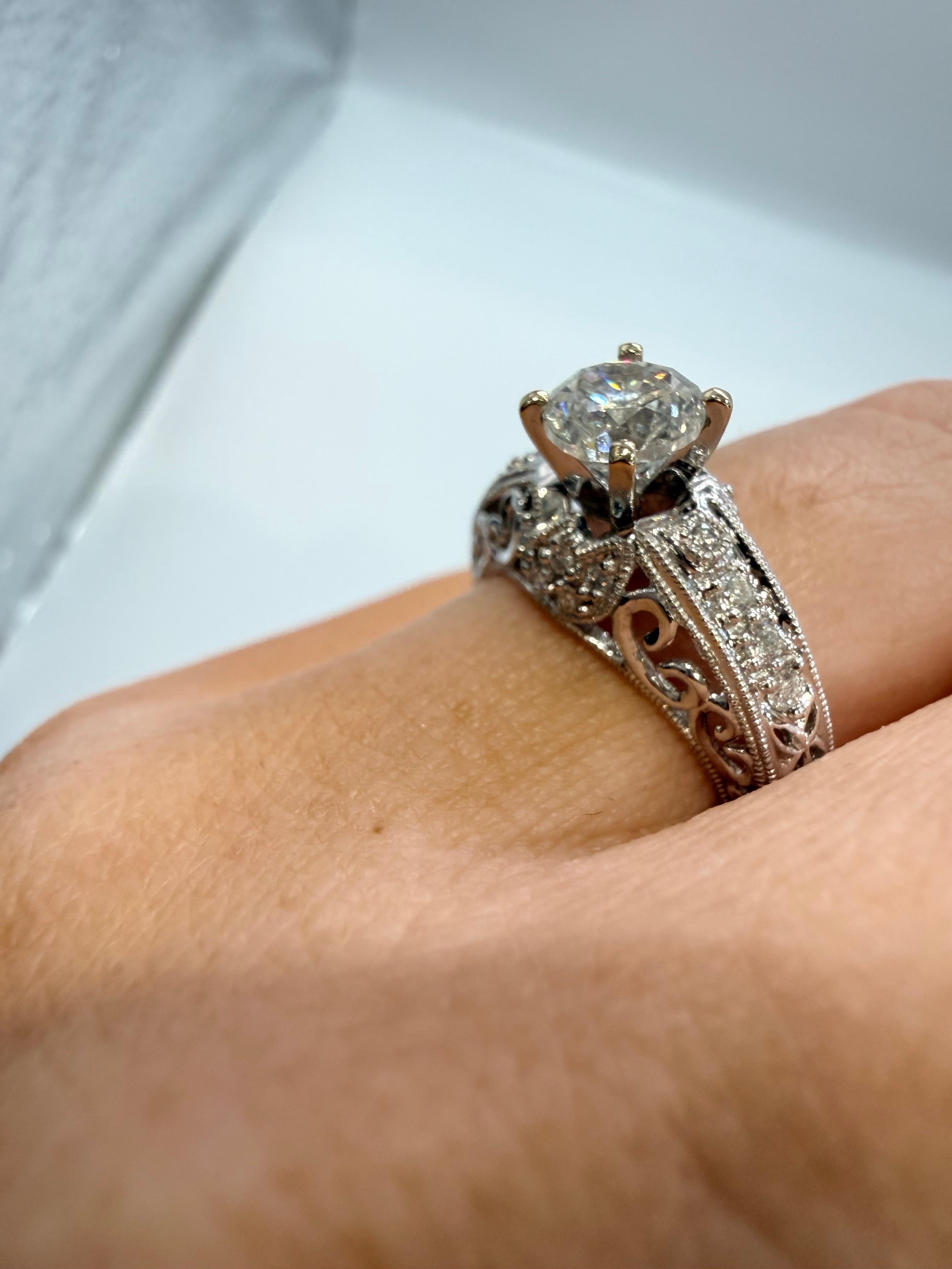 1ct Diamant-Verlobungsring Vintage-Stil Handarbeit Handwerkskunst 18KT Gold im Angebot 4