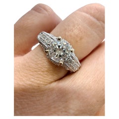 Bague de fiançailles en diamant 1ct style vintage travail à la main or 18KT