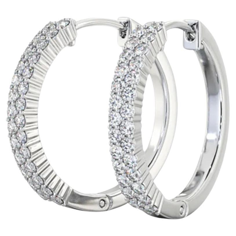 1ct DIAMOND HOOPS Earrings IN 18CT WHITE GOLD For Sale