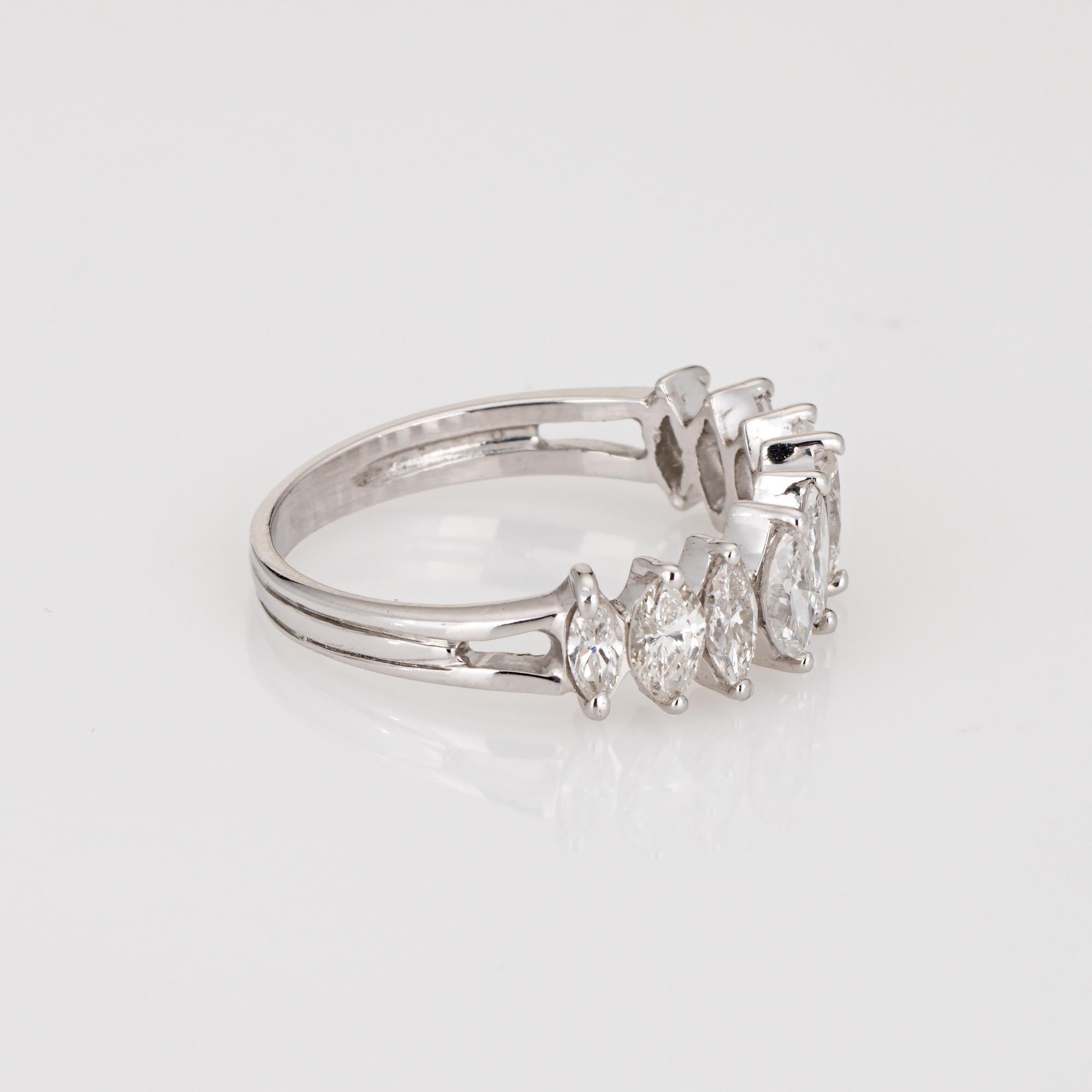 1ct Diamond Marquise Band Platinum Sz 5.75 Ring Vintage Jahrestag Schmuck (Moderne) im Angebot