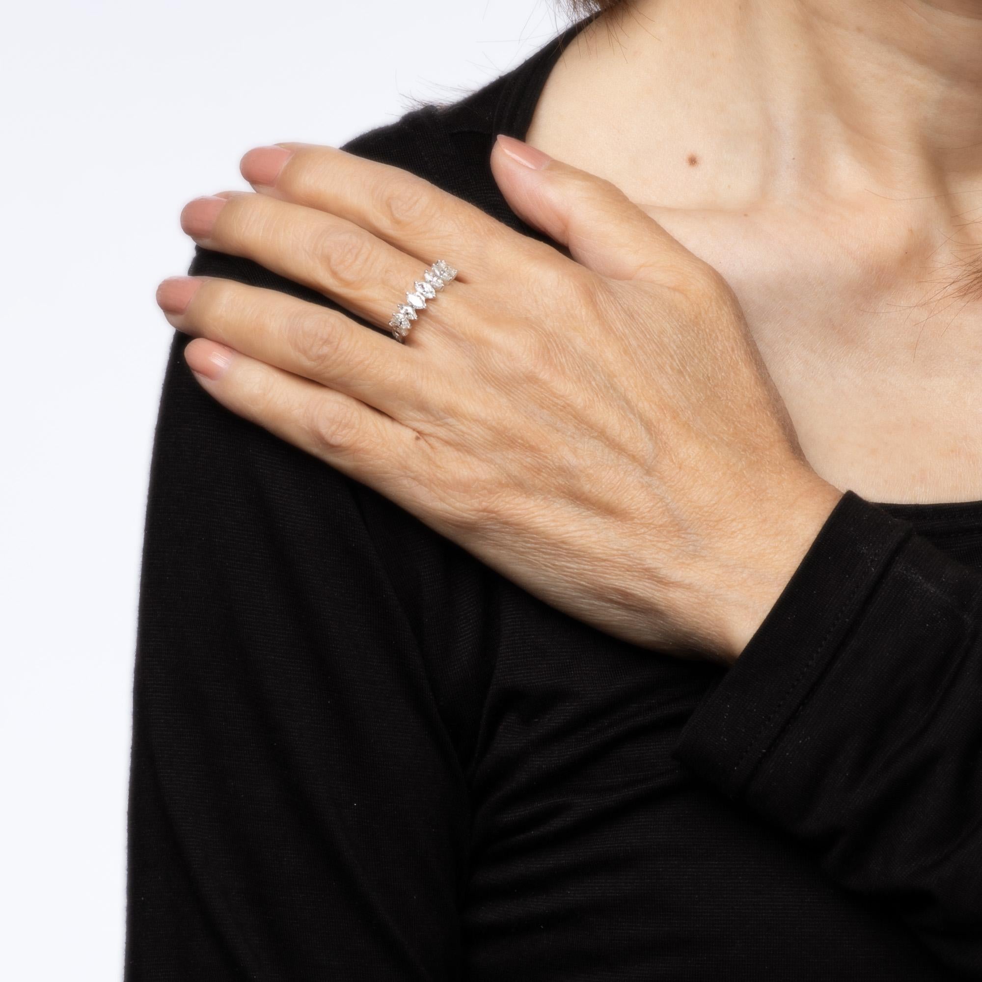 1ct Diamond Marquise Band Platinum Sz 5.75 Ring Vintage Jahrestag Schmuck Damen im Angebot