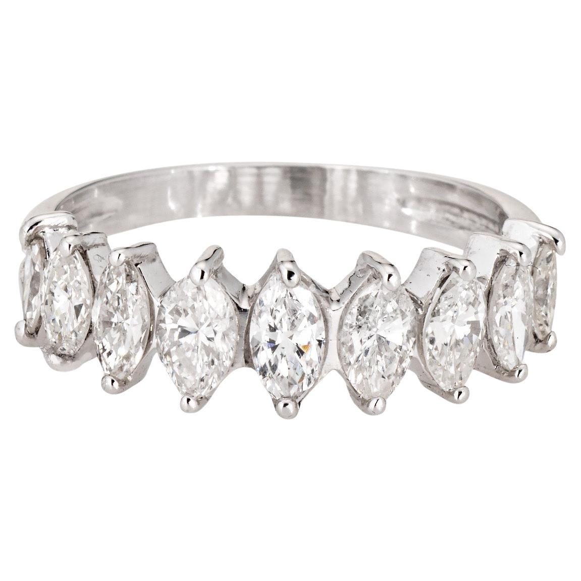 1ct Diamond Marquise Band Platinum Sz 5.75 Ring Vintage Jahrestag Schmuck im Angebot
