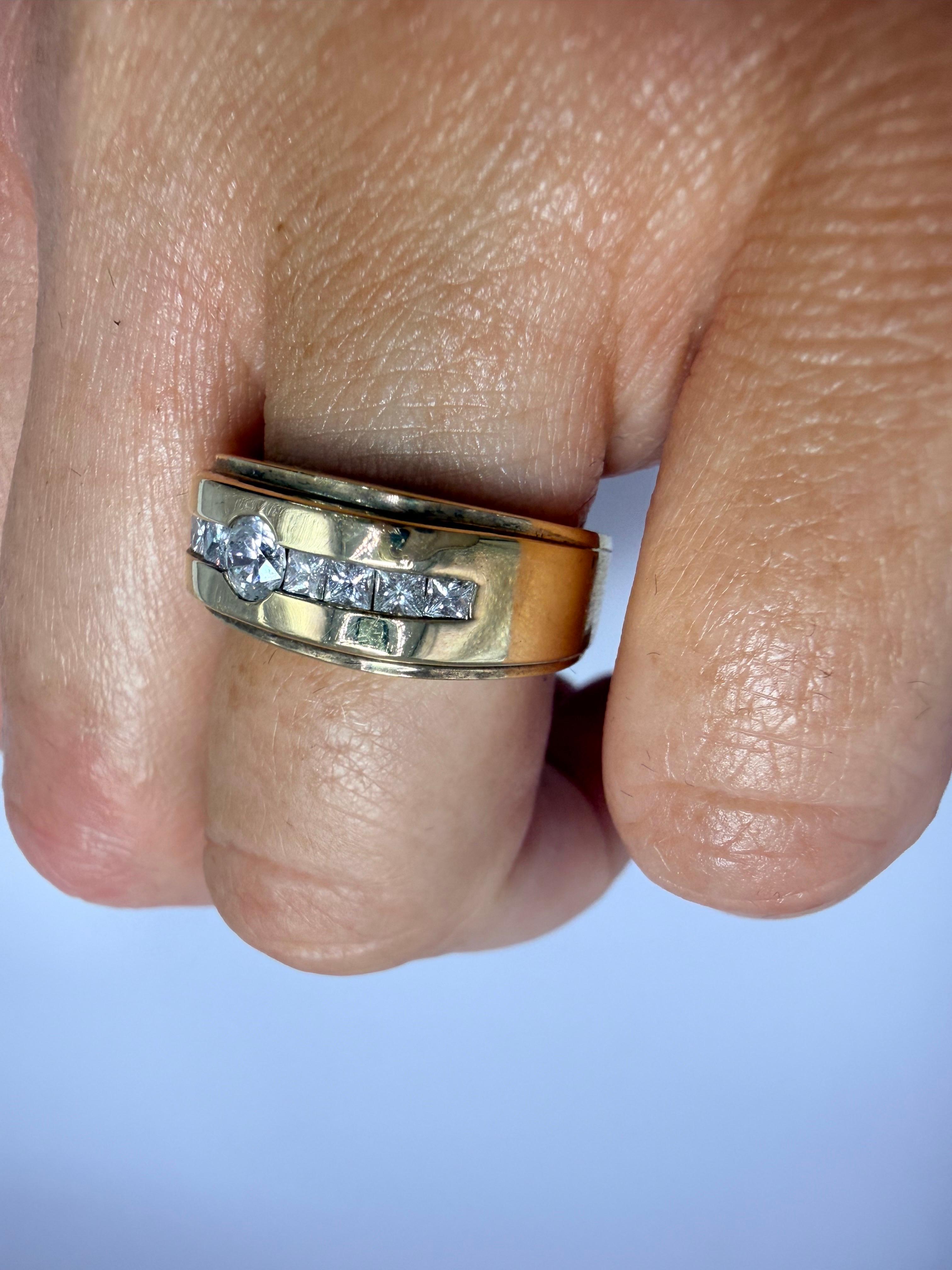 Anello con diamante da 1 carato Fascia nuziale con diamante in oro 14Kt in vendita 1