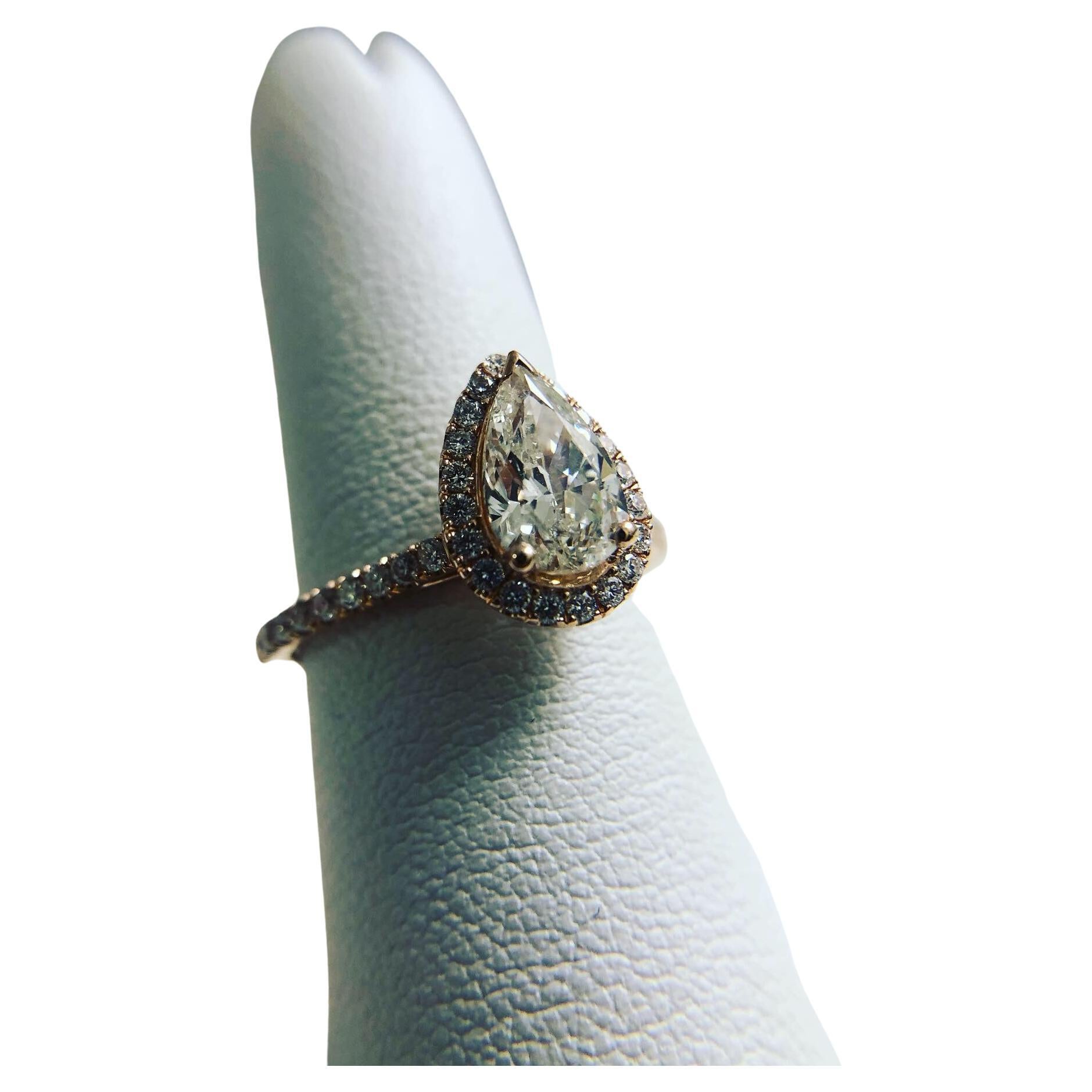 1ct diamond ring 14KT rose gold engagement ring halo diamond ring