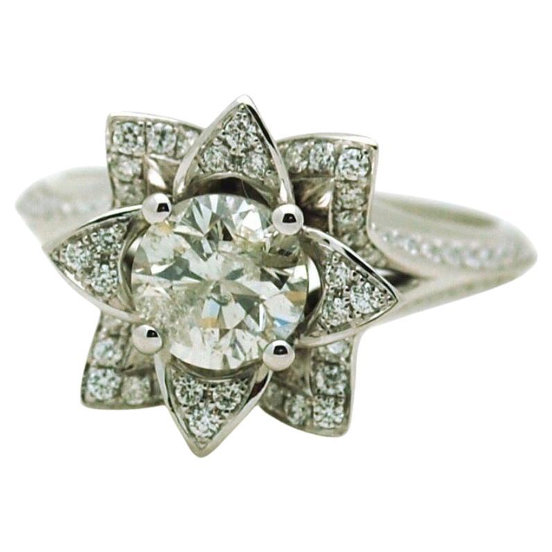 1ct diamond ring floral engagement ring rose diamond ring Fine diamond ring