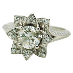 1ct diamond ring floral engagement ring rose diamond ring Fine diamond ring