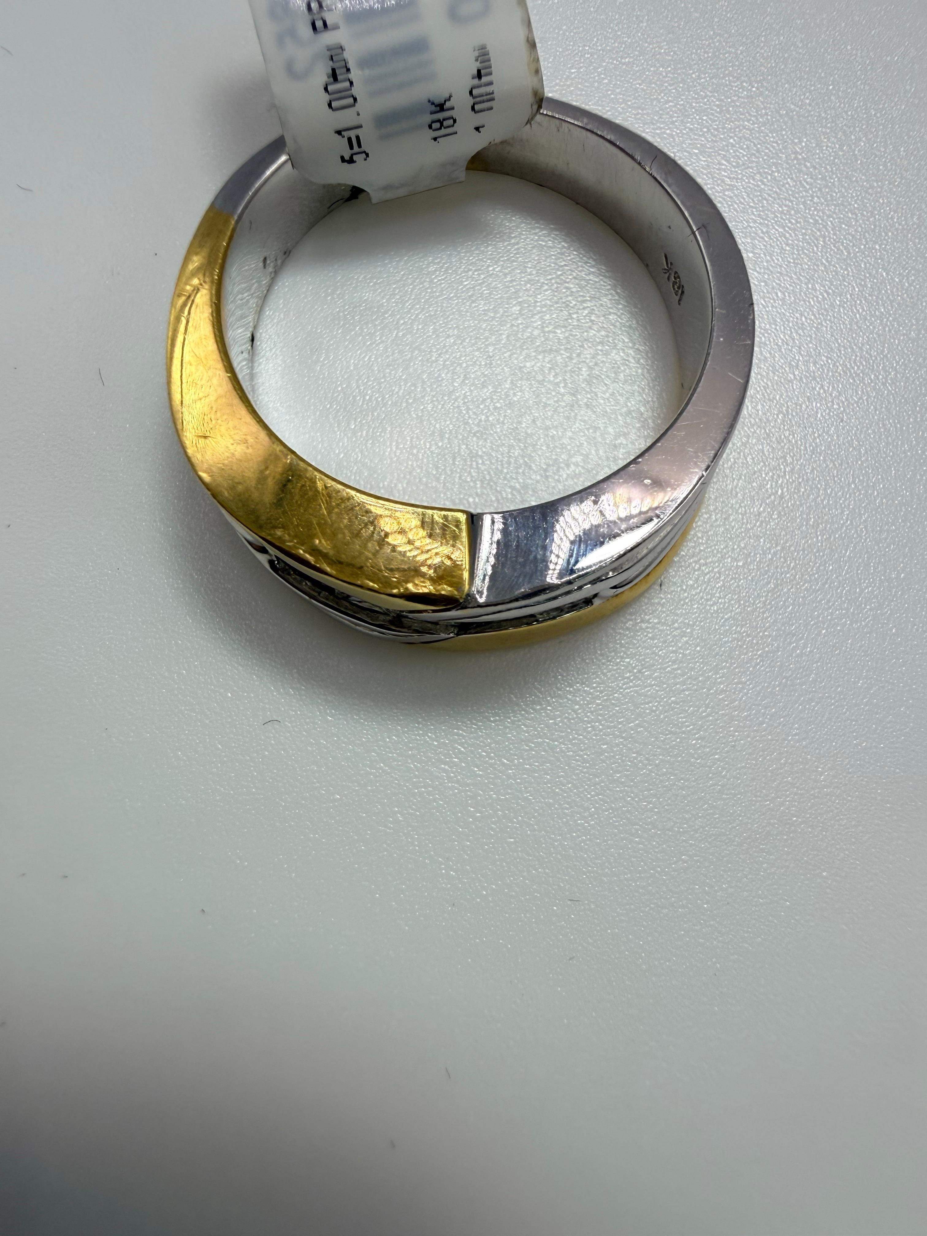 1ct Bague en diamant Bague à deux tons en diamant unisexe Or 18KT Neuf - En vente à Boca Raton, FL