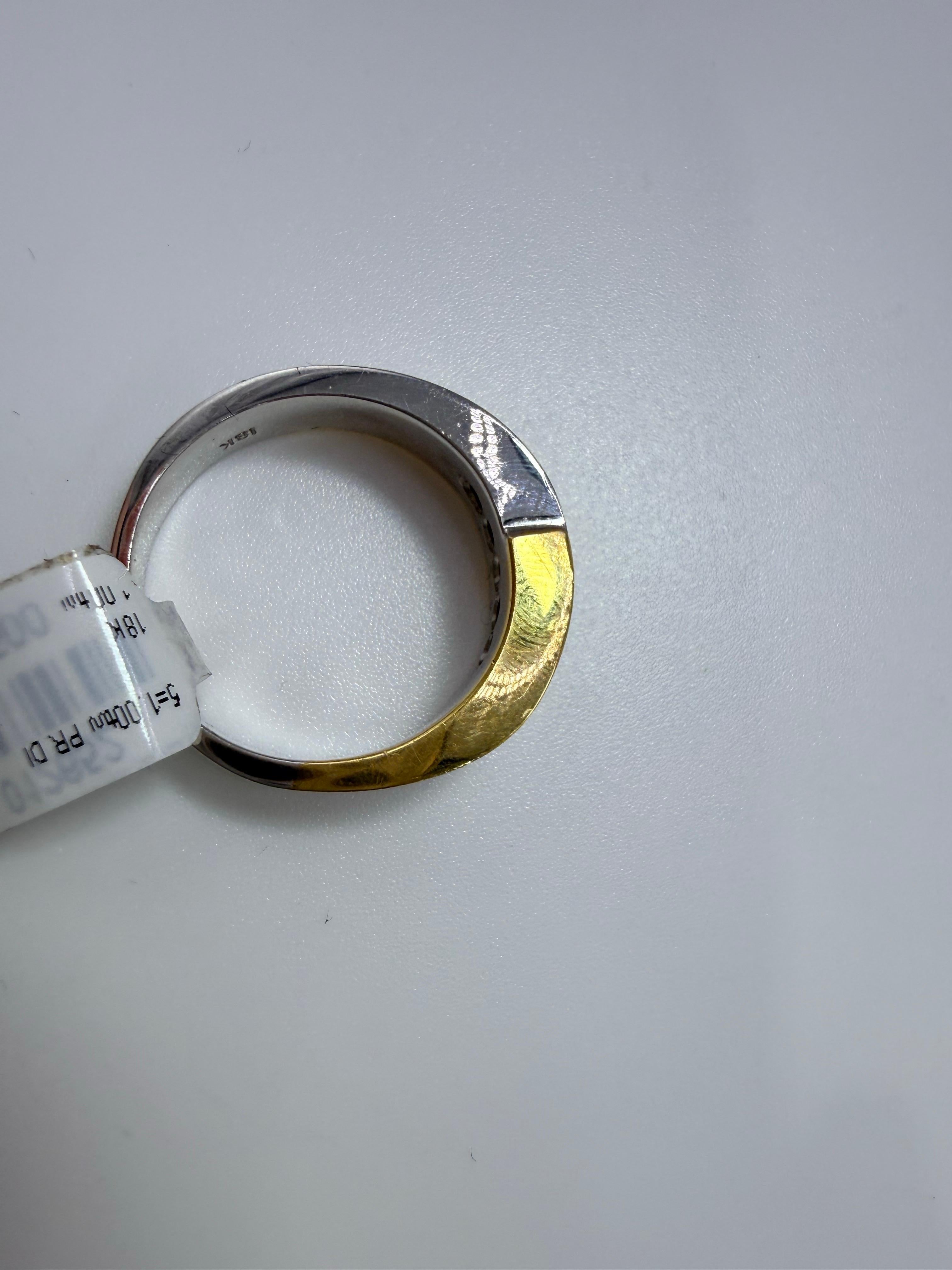 1ct Bague en diamant Bague à deux tons en diamant unisexe Or 18KT Unisexe en vente