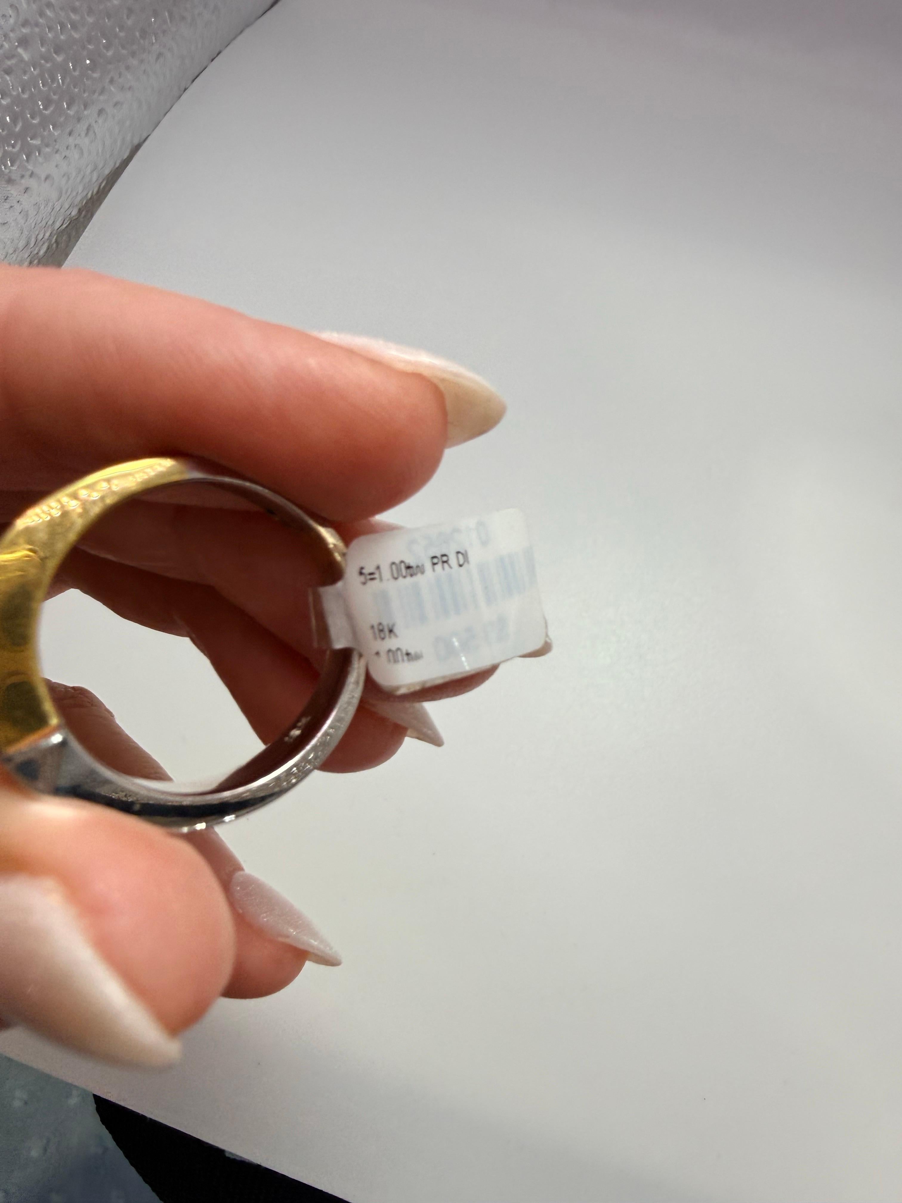 1ct Bague en diamant Bague à deux tons en diamant unisexe Or 18KT en vente 1