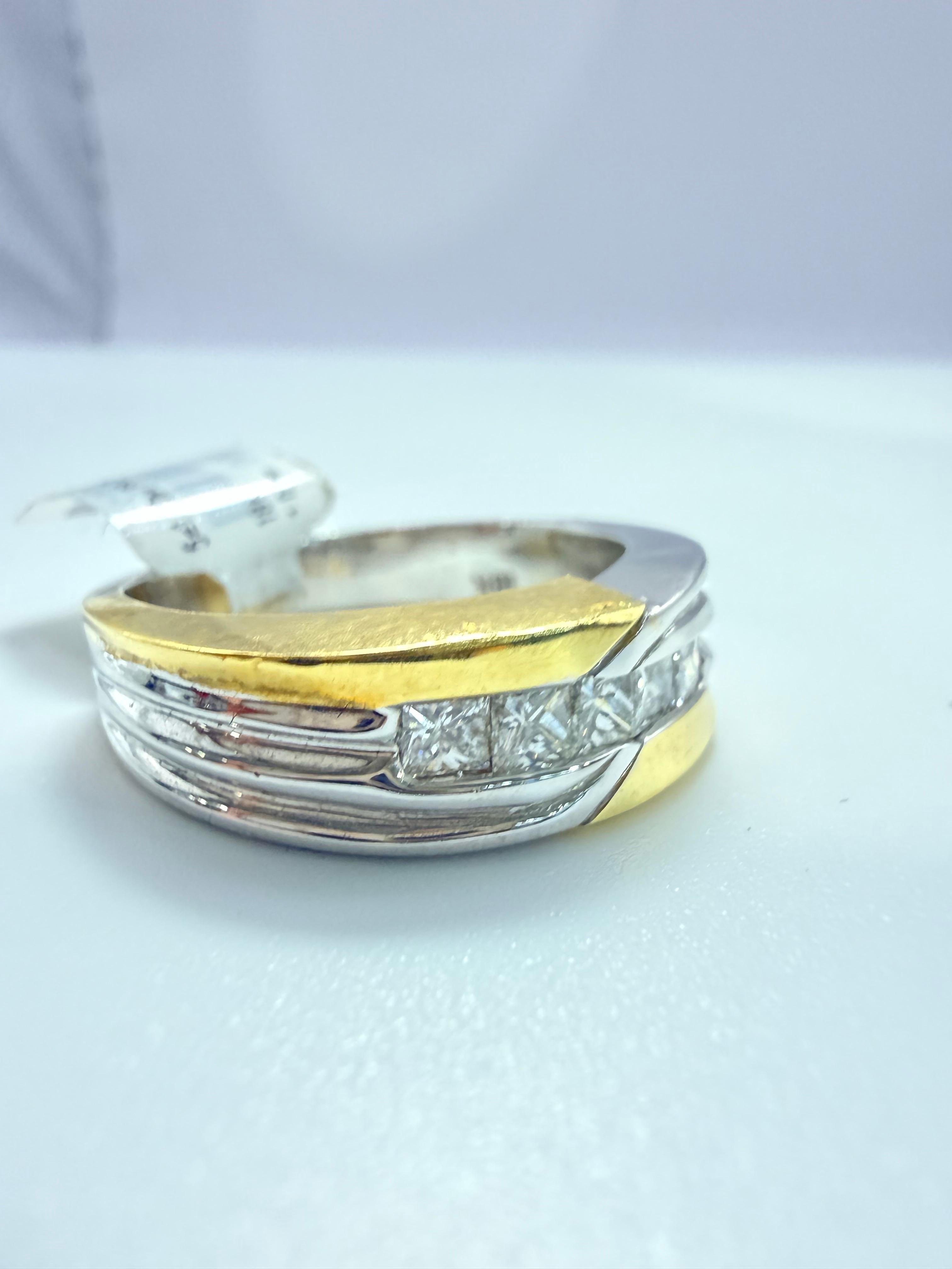 1ct Bague en diamant Bague à deux tons en diamant unisexe Or 18KT en vente 2