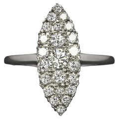 Anello con diamante taglio rotondo Navette 20m forma marquise stile vintage