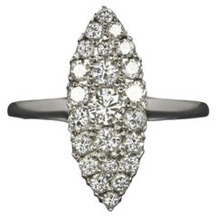 Diamantring mit Rundschliff Navette in Marquise-Form im Vintage-Stil, 20 m