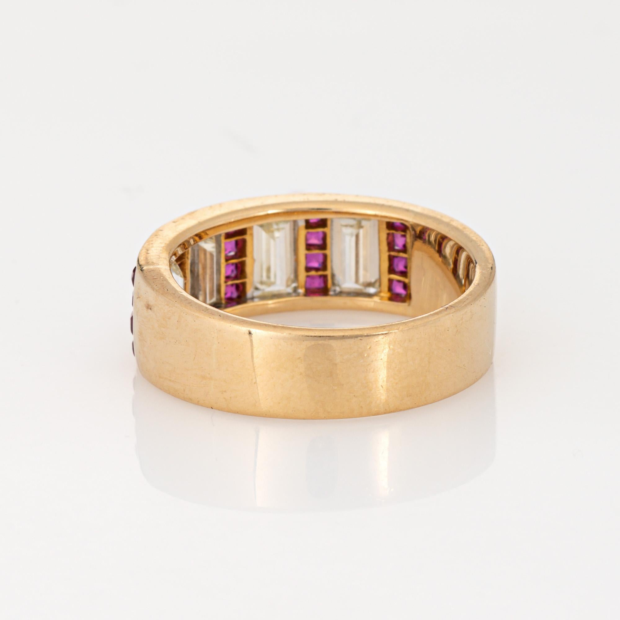 1ct Diamond Ruby Ring Sz 6.5 Band Vintage 18k Yellow Gold Gemstone Jewelry Bon état - En vente à Torrance, CA