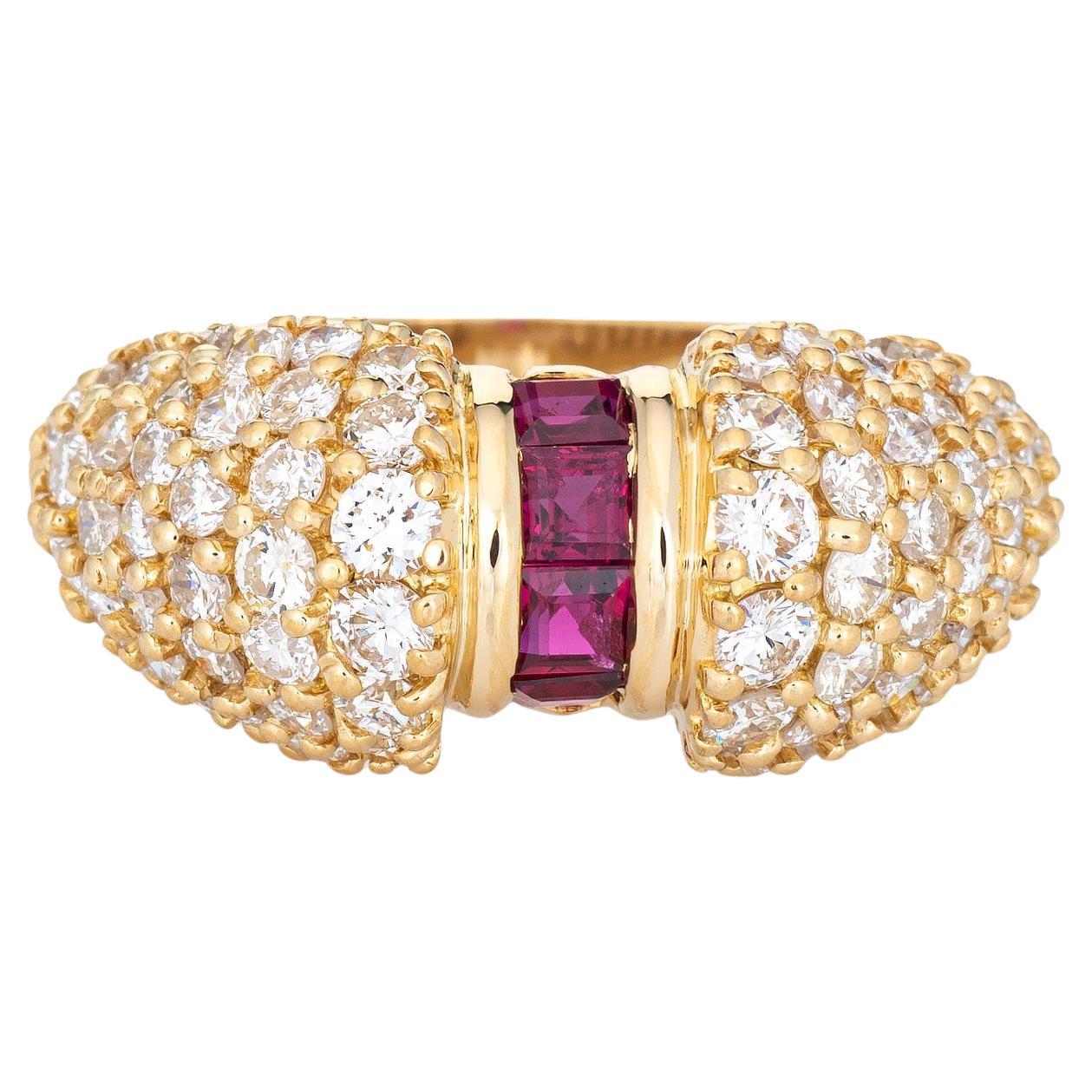 1ct Diamond Ruby Ring Vintage 18k Yellow Gold Dome Band Sz 5.5 Fine Jewelry