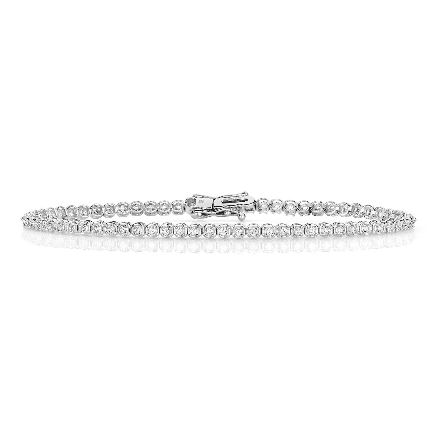 DIAMOND BRACELET

9CT W/G HI I1 1.00CT

Weight: 4.7g

Number Of Stones:66

Total Carates:1.000
