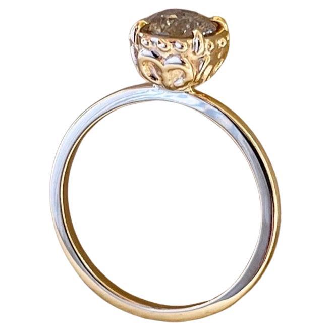 1 Karat Diamant Vintage Ring 18KT Gelbgold handgraviert mit Details