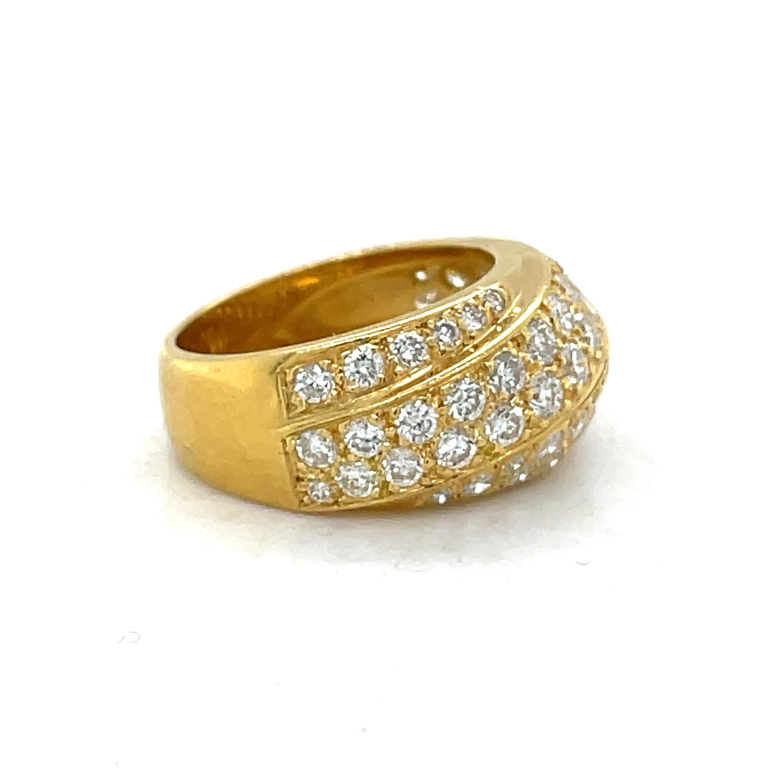 1CT Diamonds Statement ring, 18K yellow gold chunky ring, Crisscross Dome ring Unisexe en vente