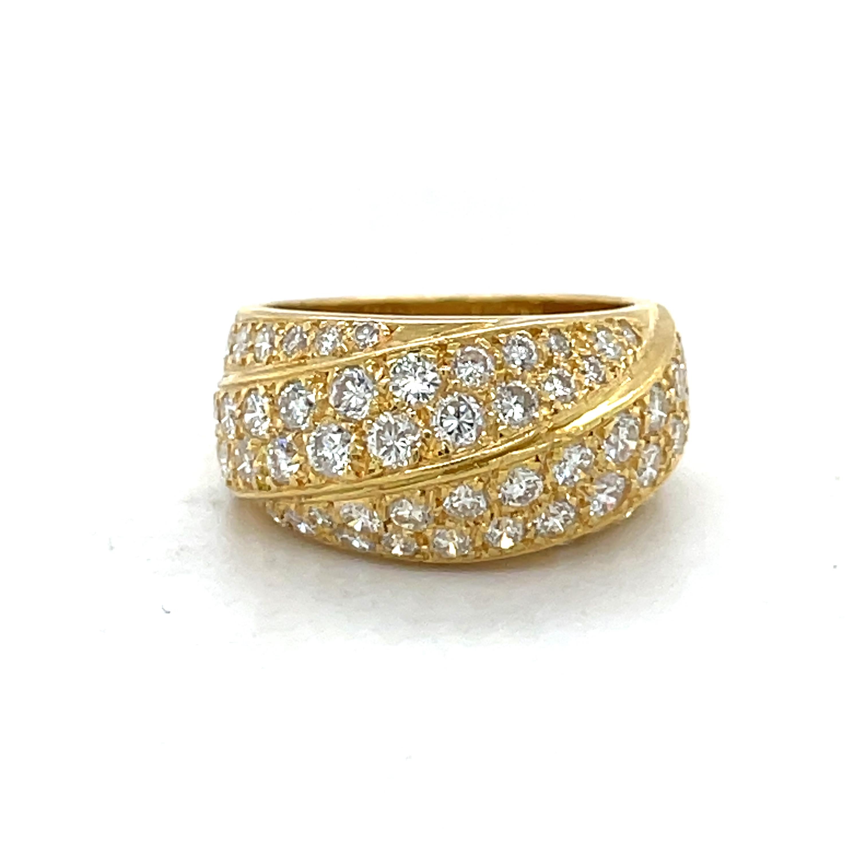 1CT Diamonds Statement ring, 18K yellow gold chunky ring, Crisscross Dome ring en vente 2