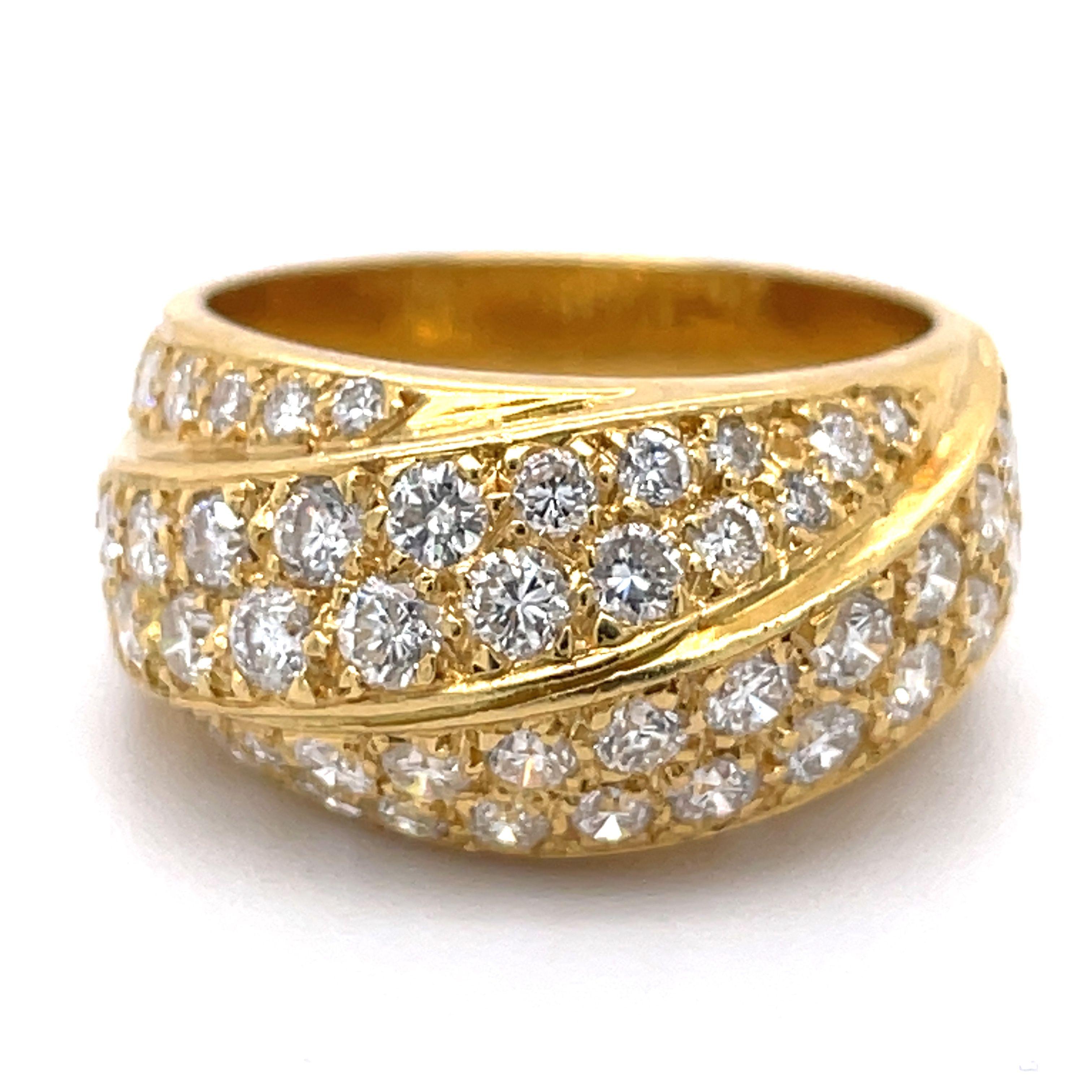 1CT Diamonds Statement ring, 18K yellow gold chunky ring, Crisscross Dome ring en vente 3