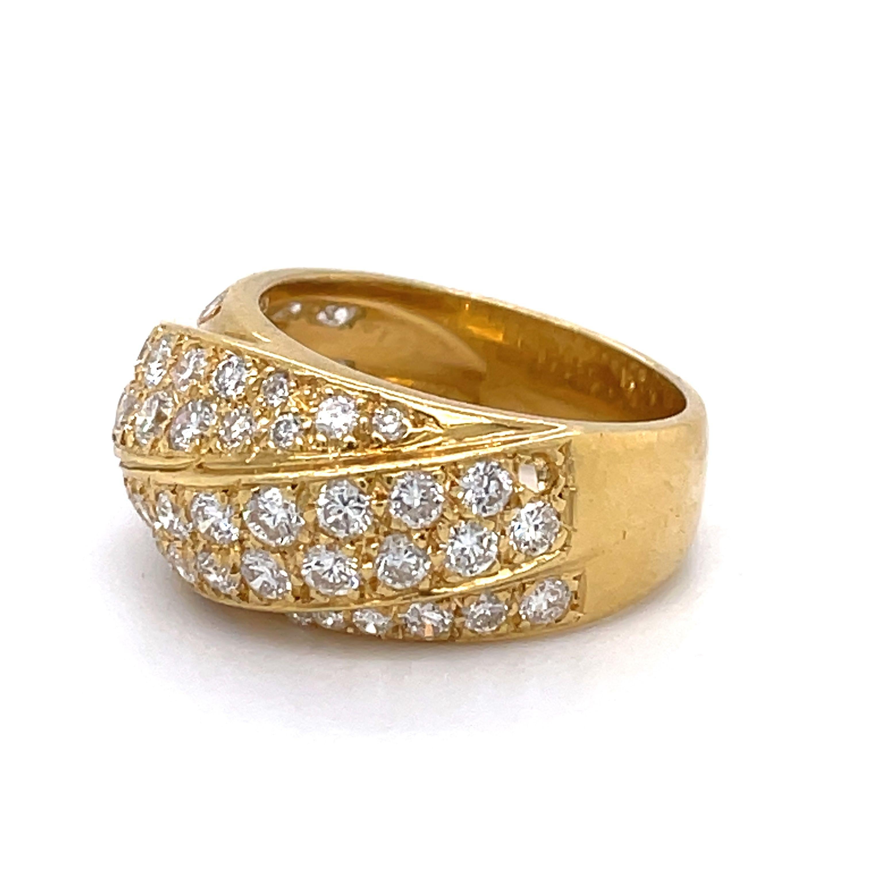 1CT Diamonds Statement ring, 18K yellow gold chunky ring, Crisscross Dome ring en vente 4