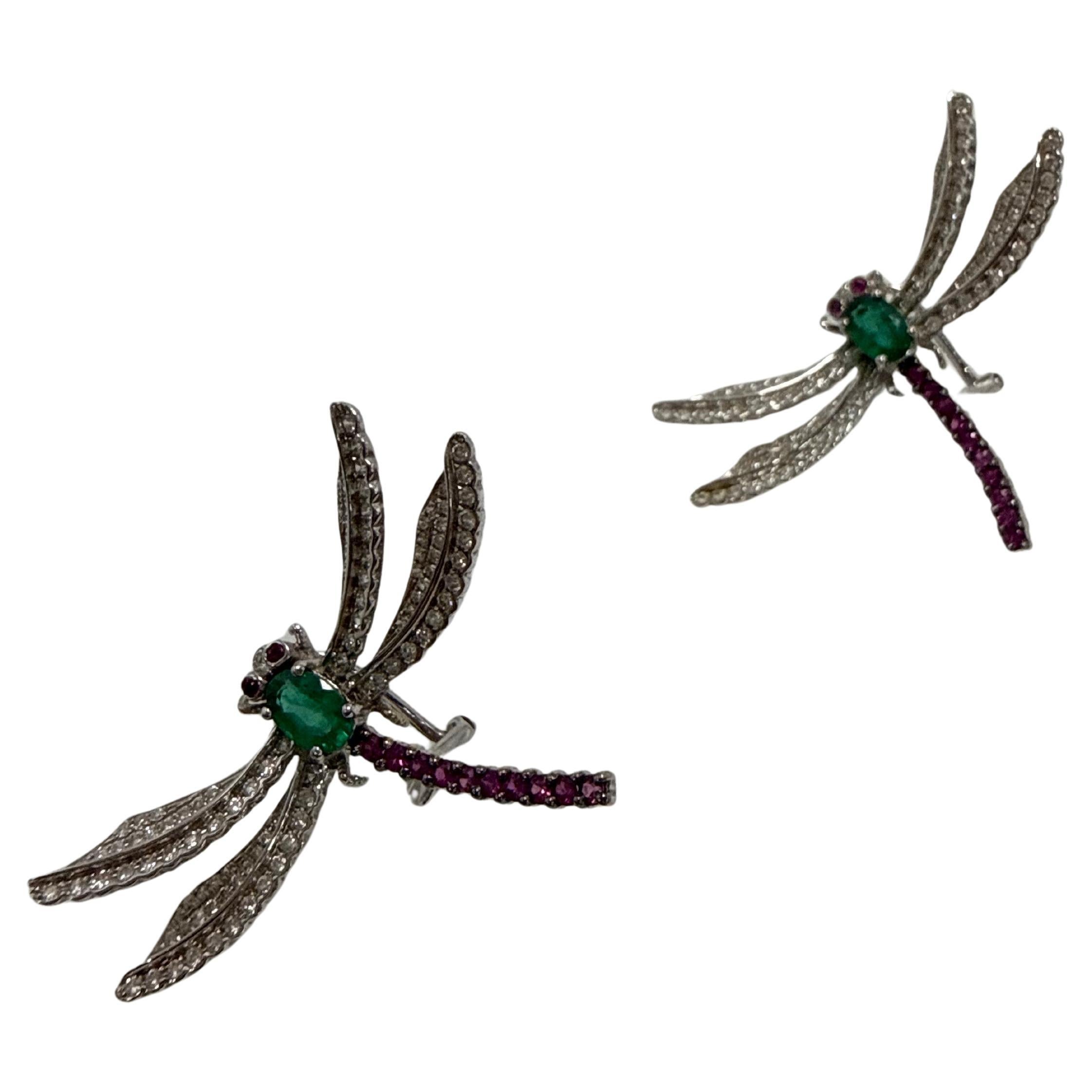 1ct Dragonfly Earrings diamond earrings large size 18KT gold