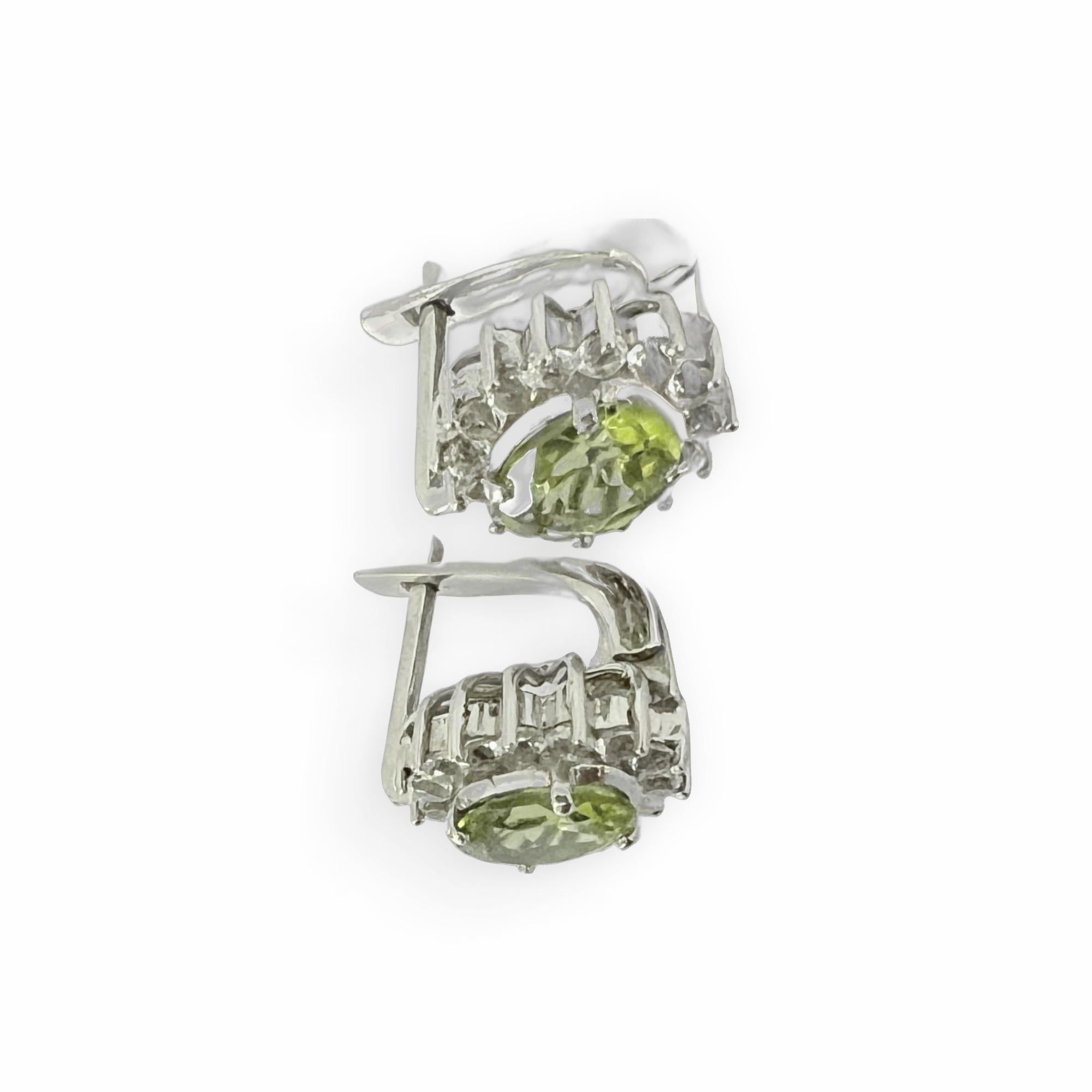 1ct Each Oval Mintgrüner Peridot-Ohrring mit natürlichem weißem Zirkon 1