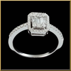 1ct Emerald Cut Diamond Illusion Engagement Ring Set in 18kt Gold