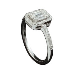 1ct Emerald Cut Diamond Illusion Engagement Ring Set in 18kt Gold