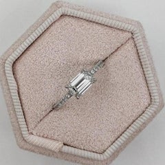 1CT Emerald Cut Moissanite Ring 925 Sterling Silver Moissanite Ring Gift for Her
