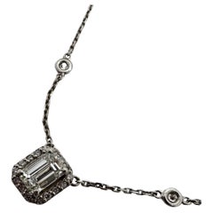 1ct Emerald diamond pendant necklace 14KT